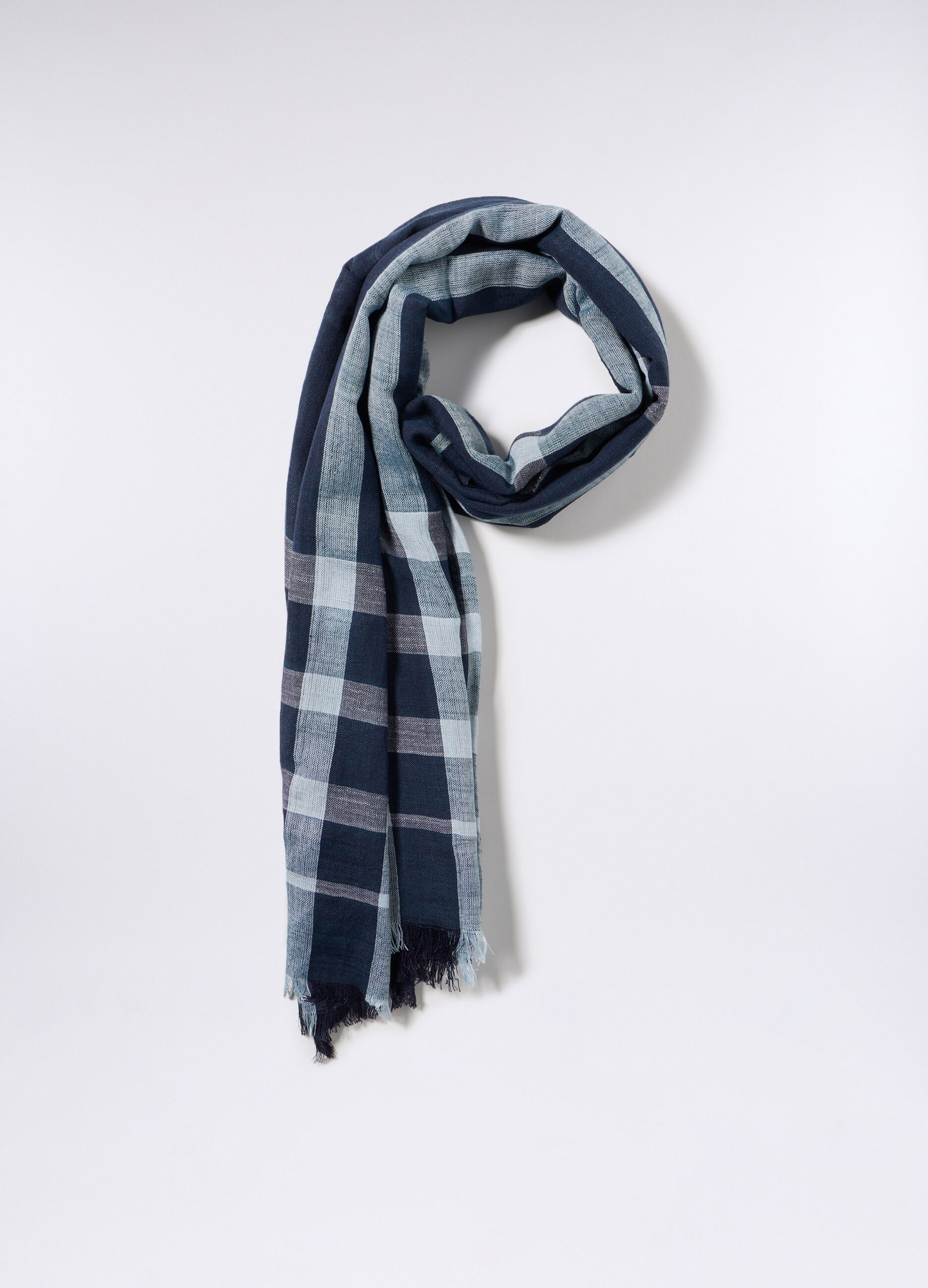 Sciarpa a quadri in viscosa e cotone uomo_0