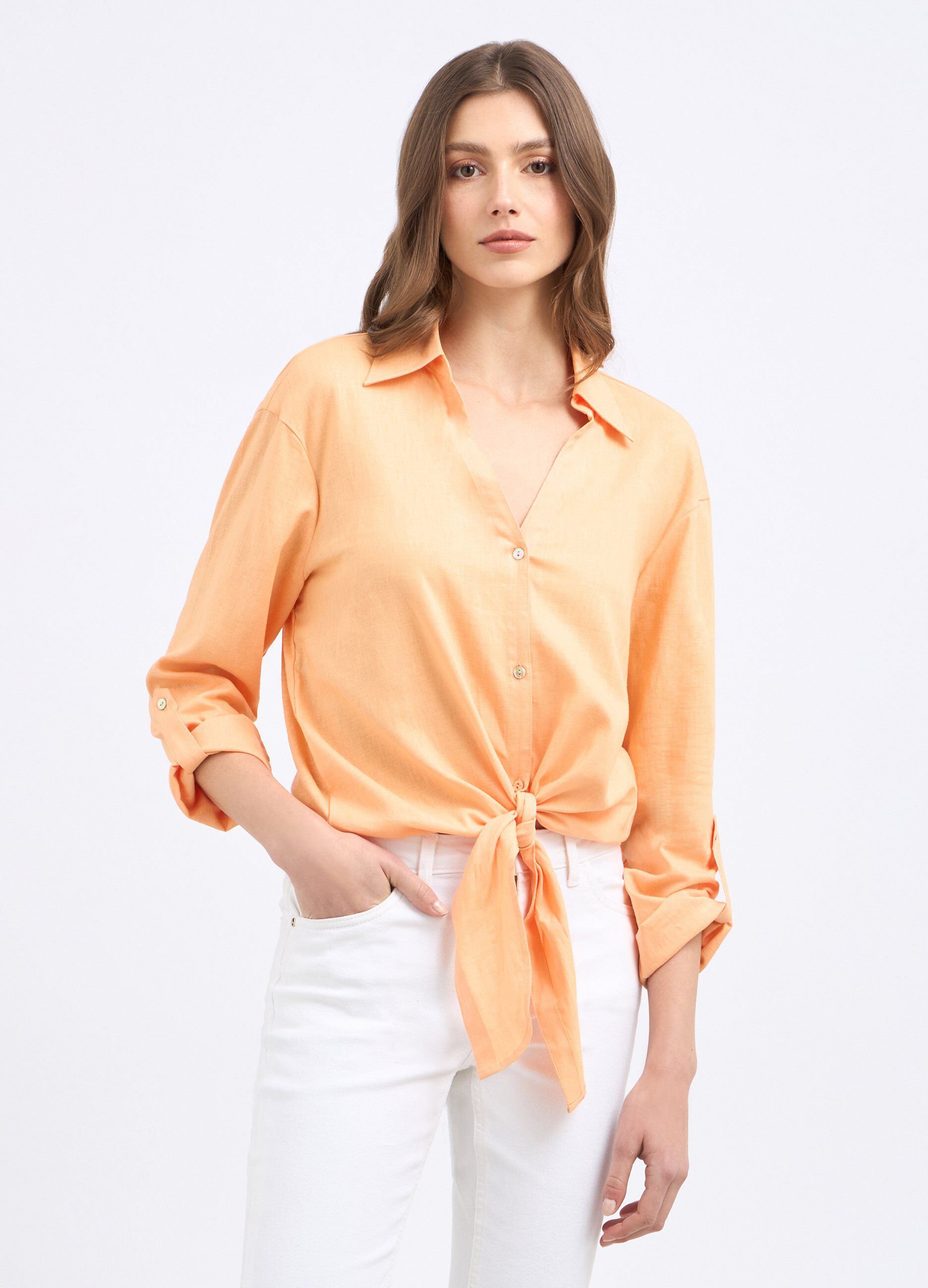Camicia in misto lino donna