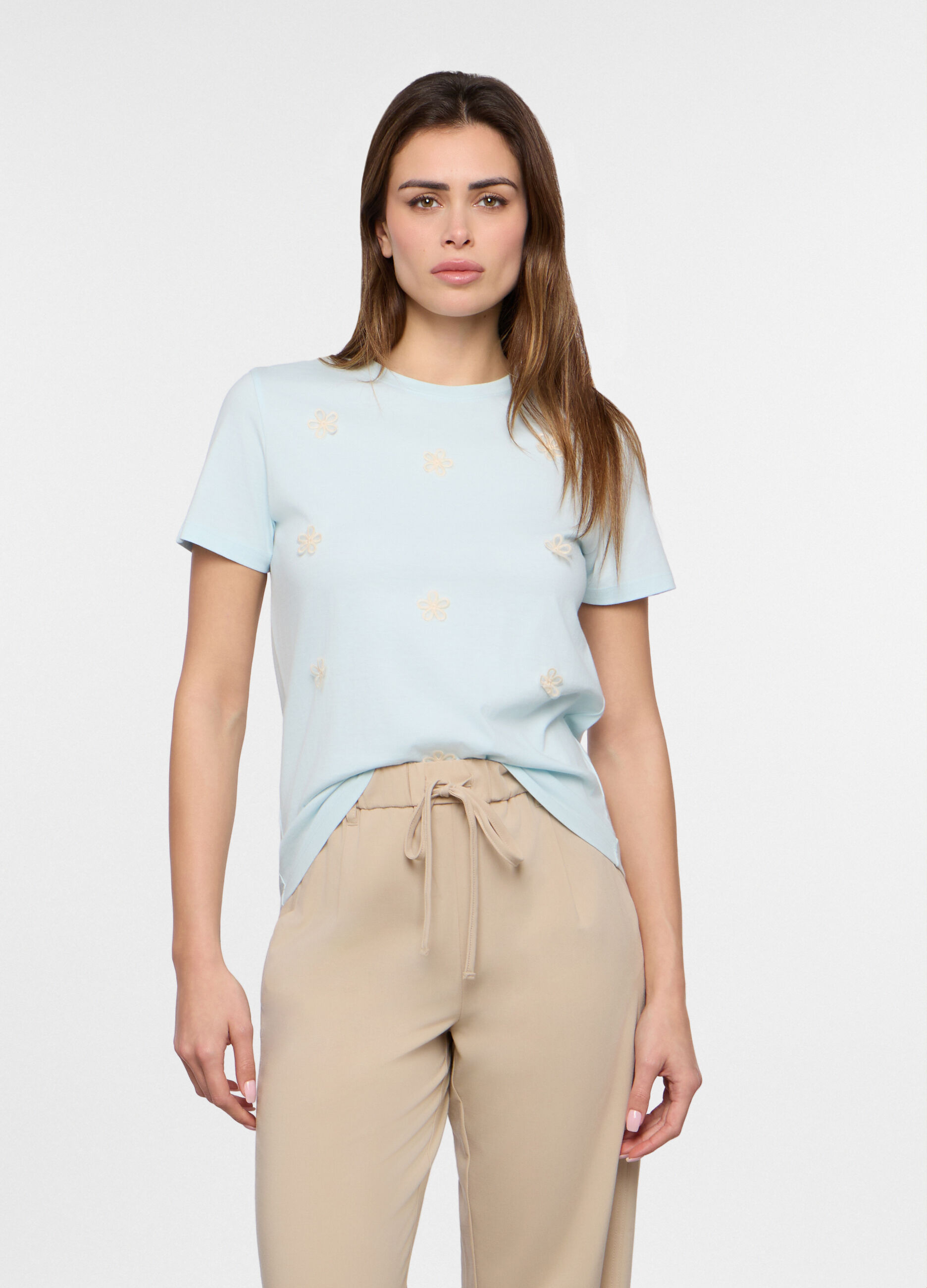 T-shirt in jersey di puro cotone donna_0