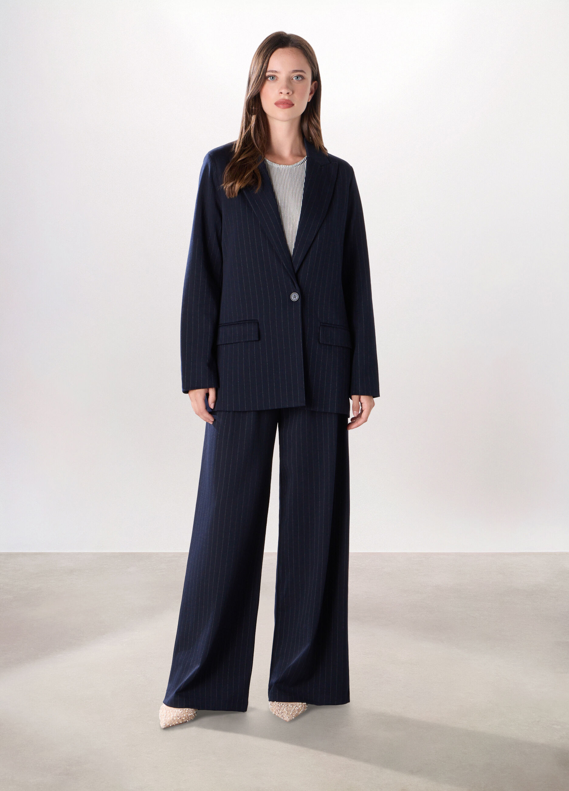 Blazer gessato misto viscosa donna_0