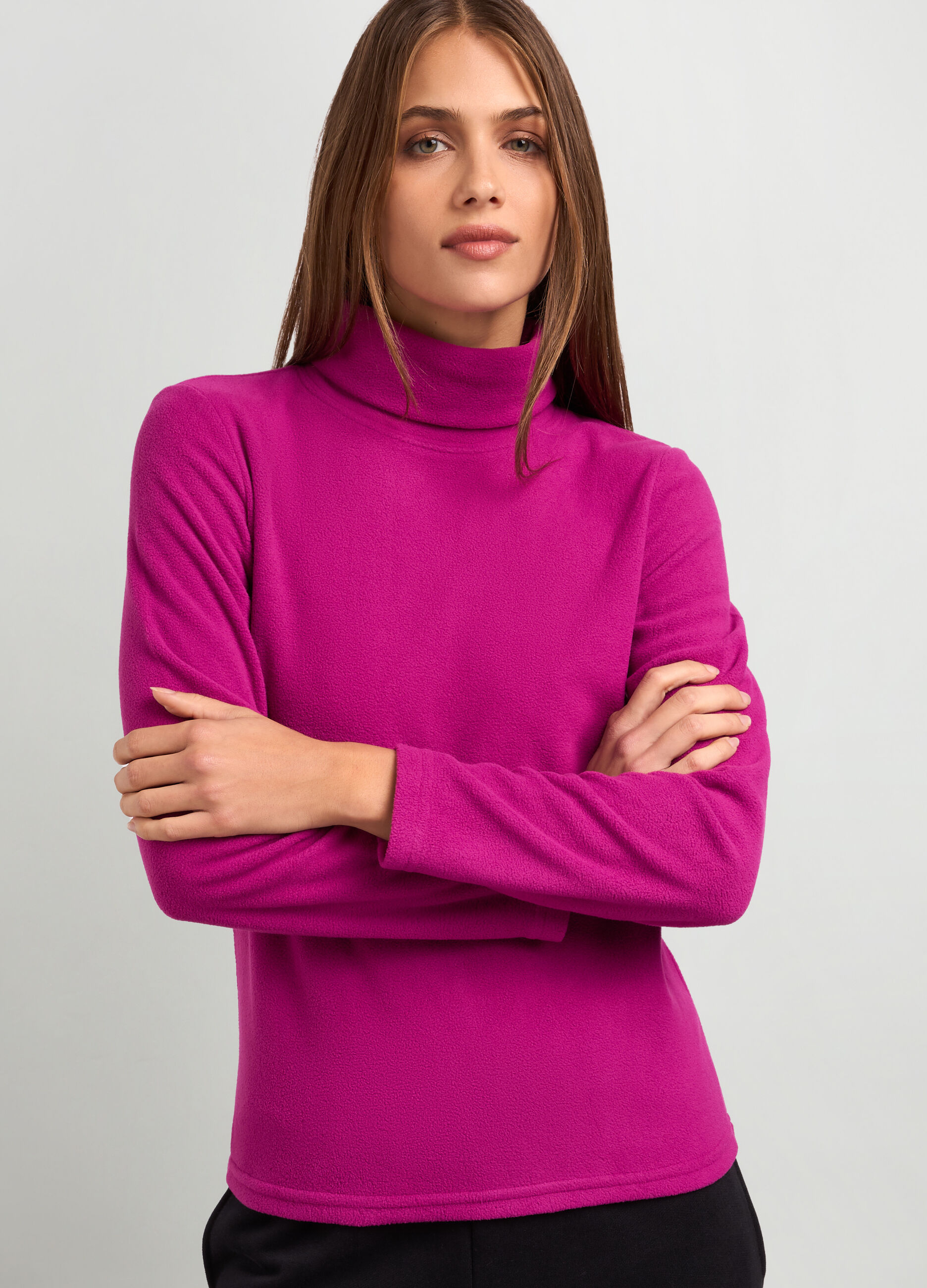 Felpa in pile a collo alto donna_2