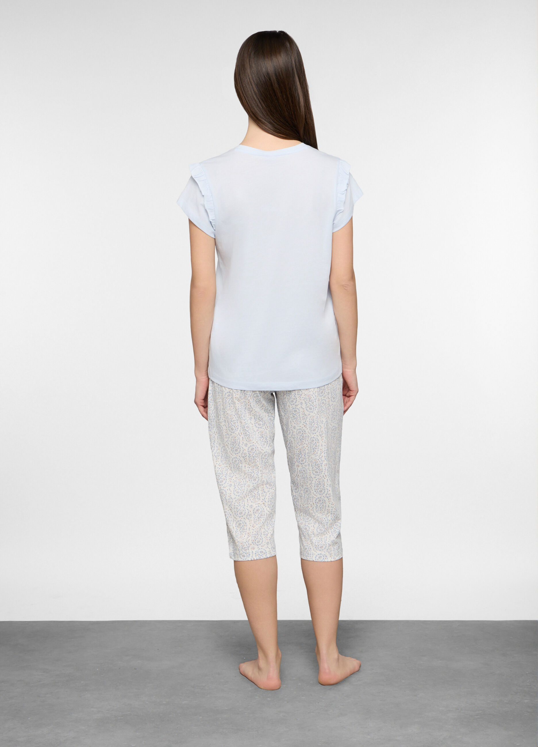 Set pigiama corto in jersey di puro cotone donna_1