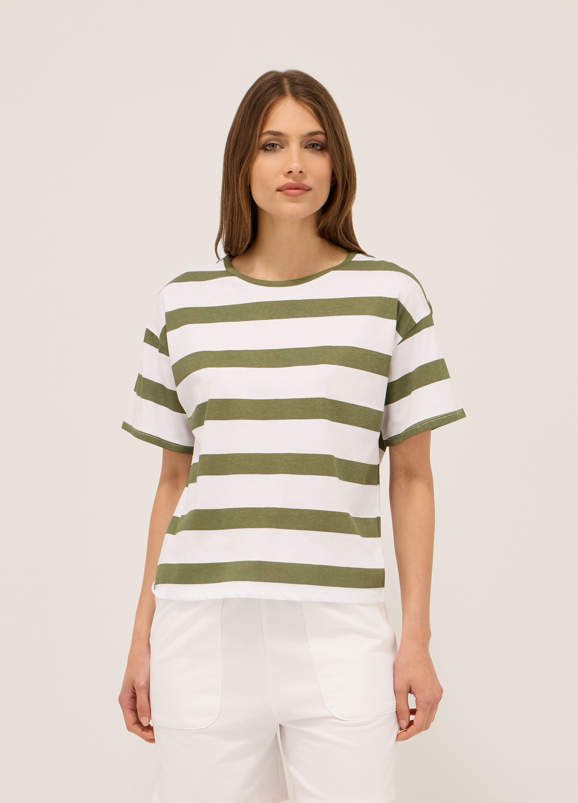 T-shirt in jersey di puro cotone donna_0