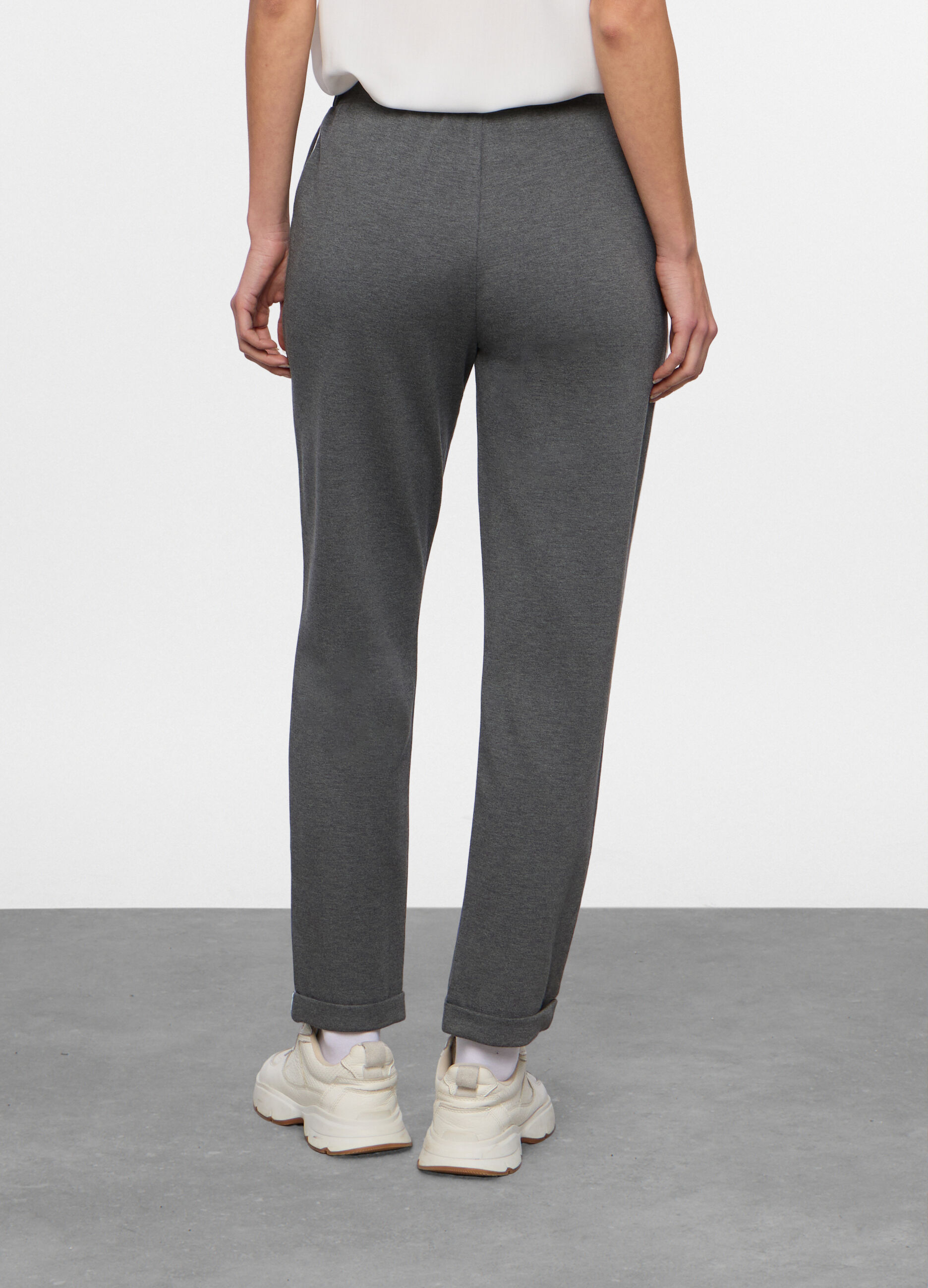 Jogger regular fit in punto Milano stretch donna_1