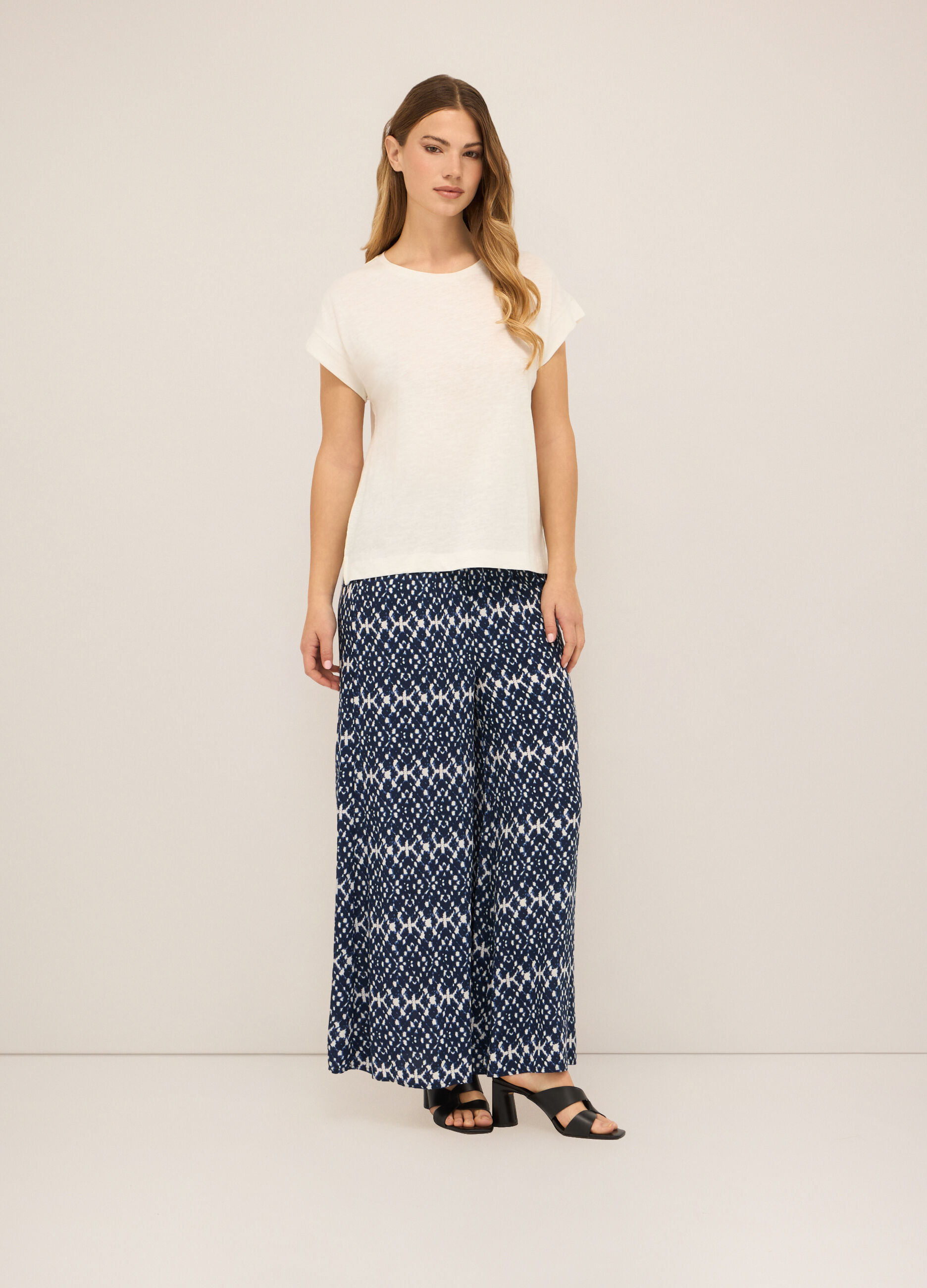 Pantaloni palazzo in pura viscosa donna_0