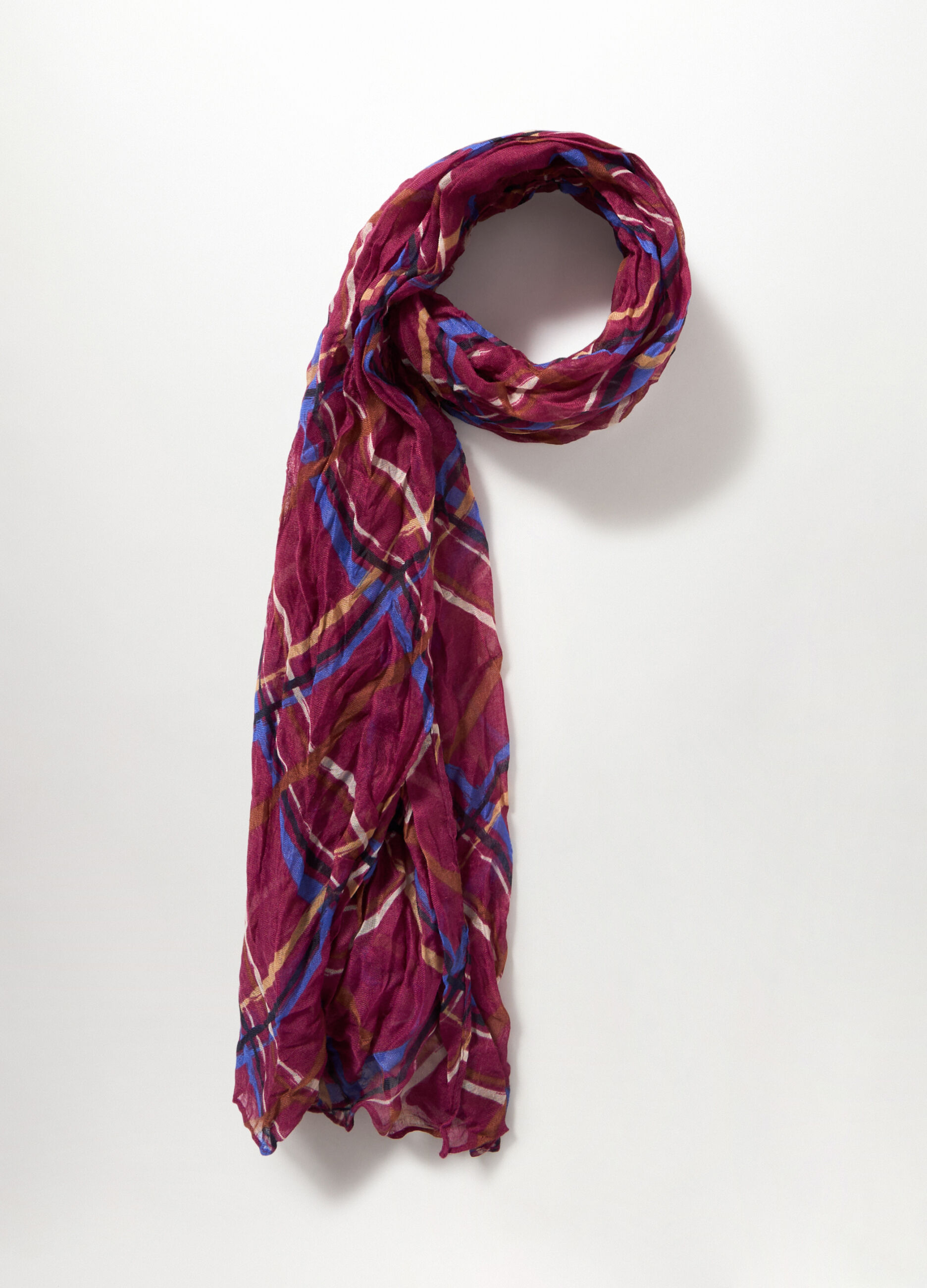 Foulard crinkle a quadri donna_1