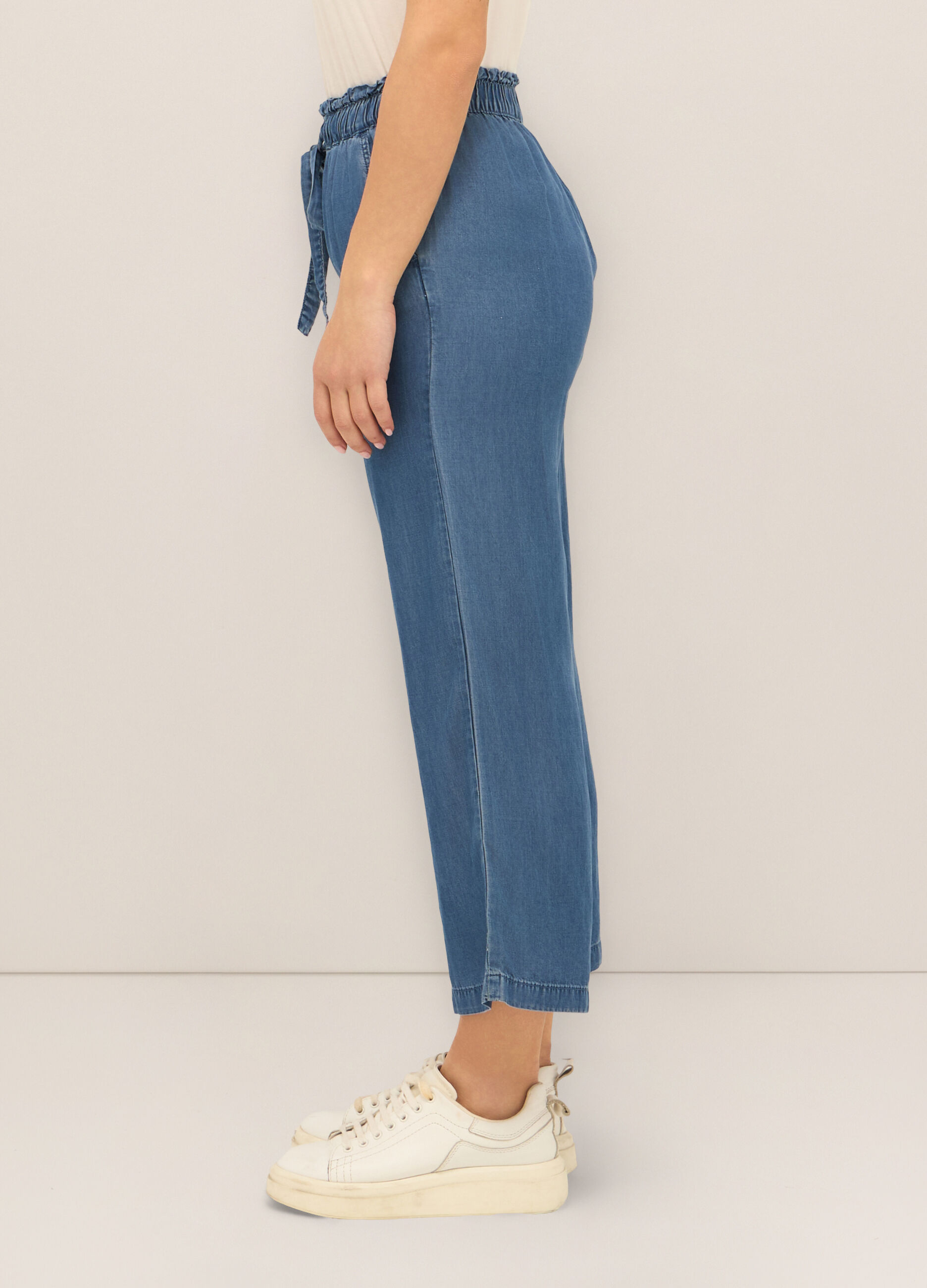 Pantaloni capri flare fit in pura lyocell donna_1