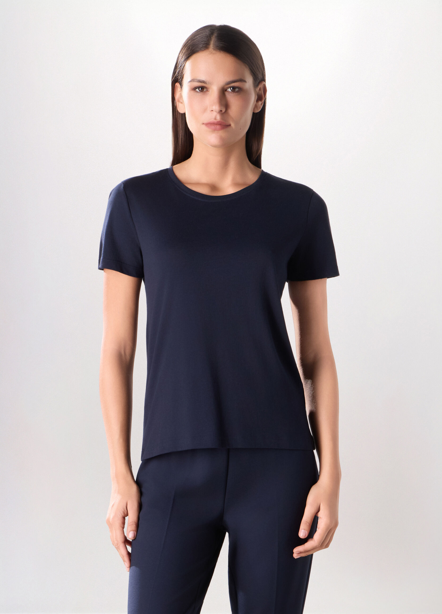 T-shirt in jersey di puro cotone donna_0