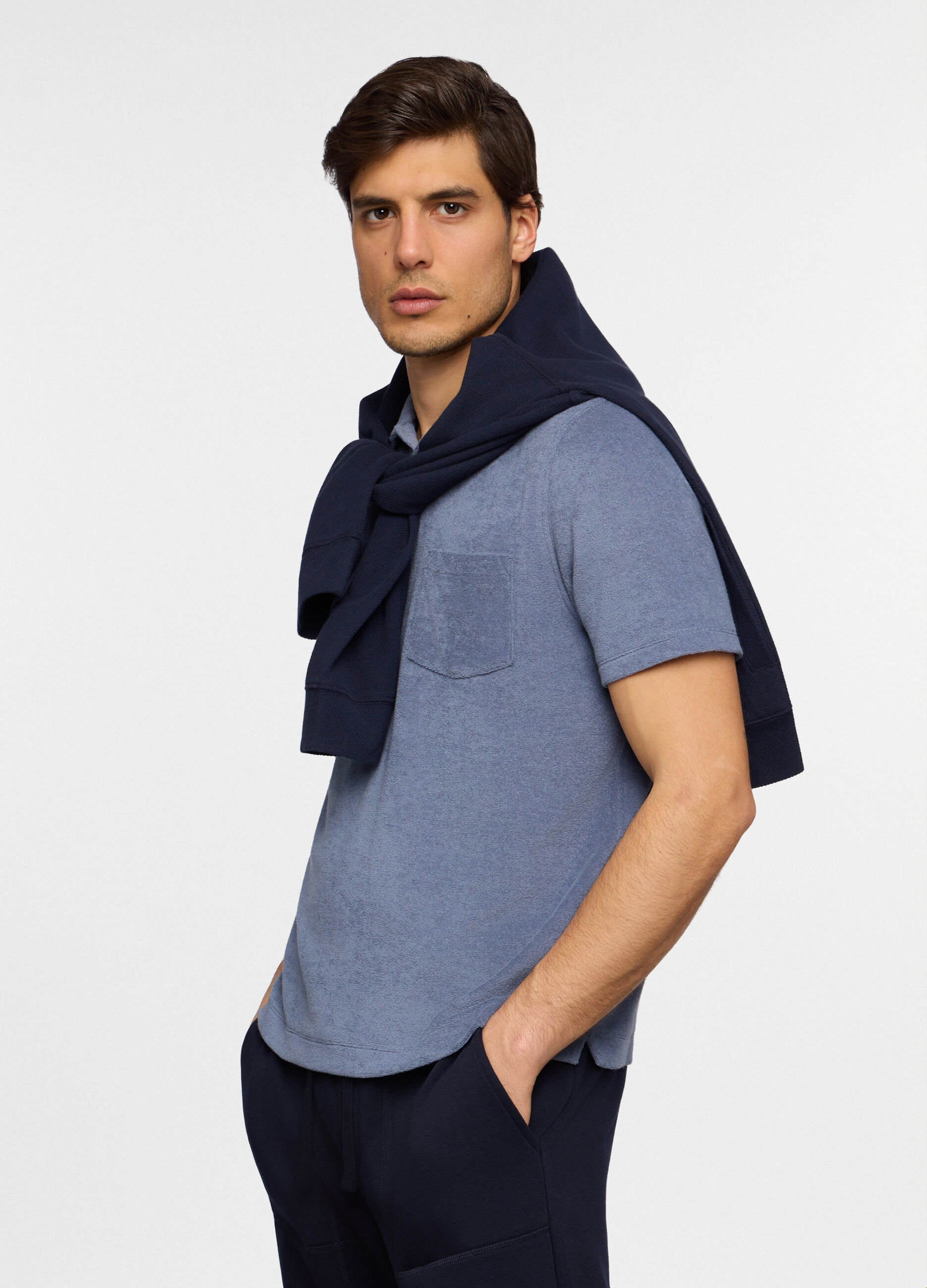 Polo a maniche corte in spugna di cotone uomo_0