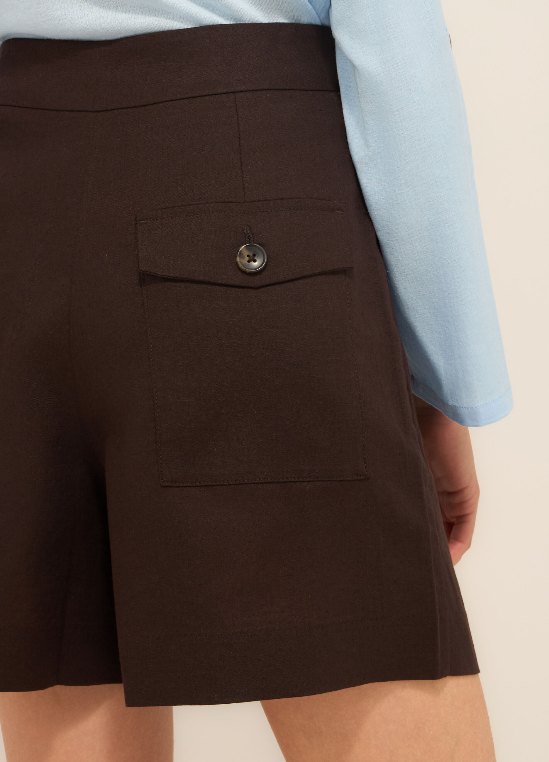 Shorts in misto lino donna _2