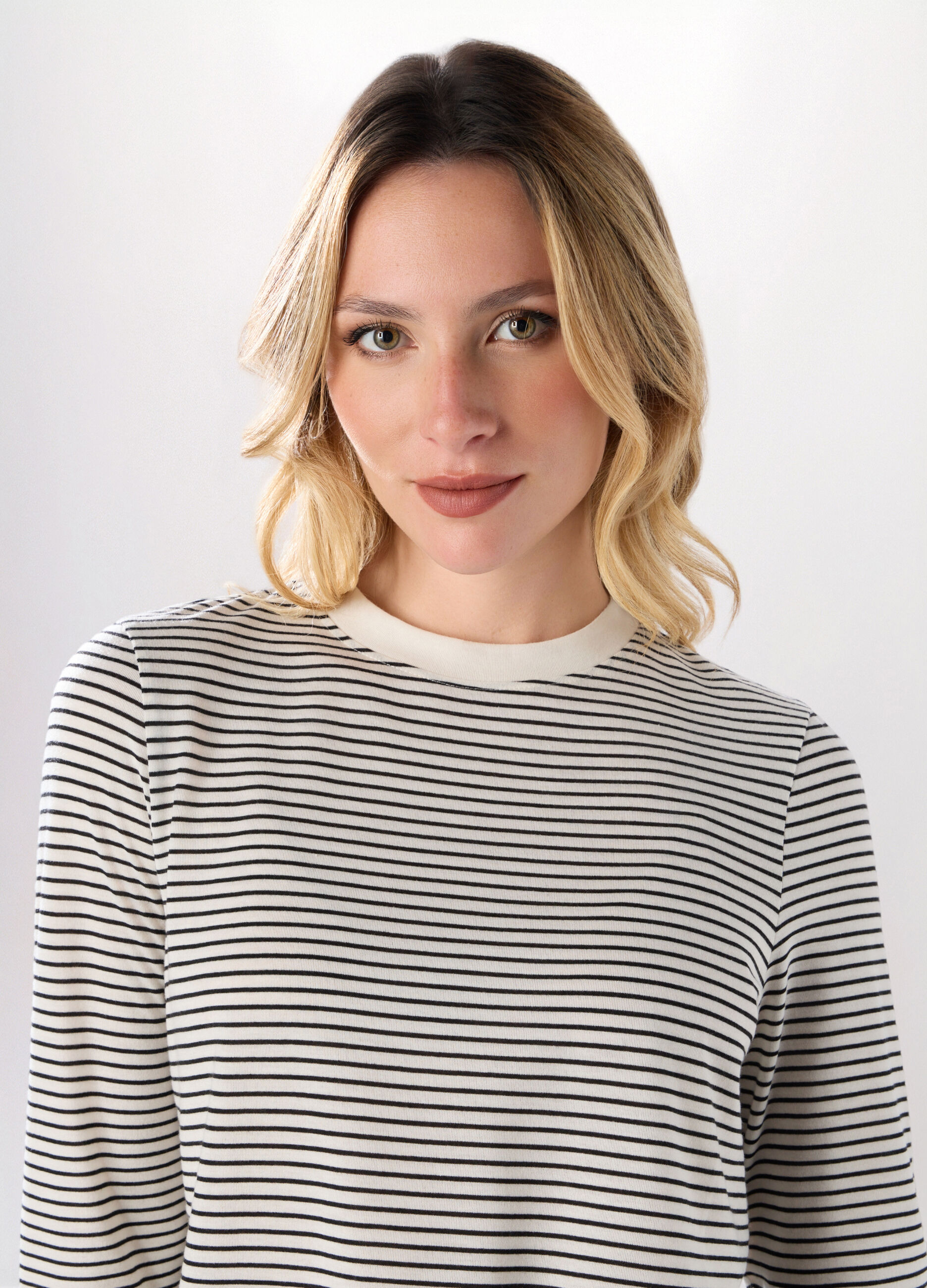 T-shirt misto viscosa a righe donna_2