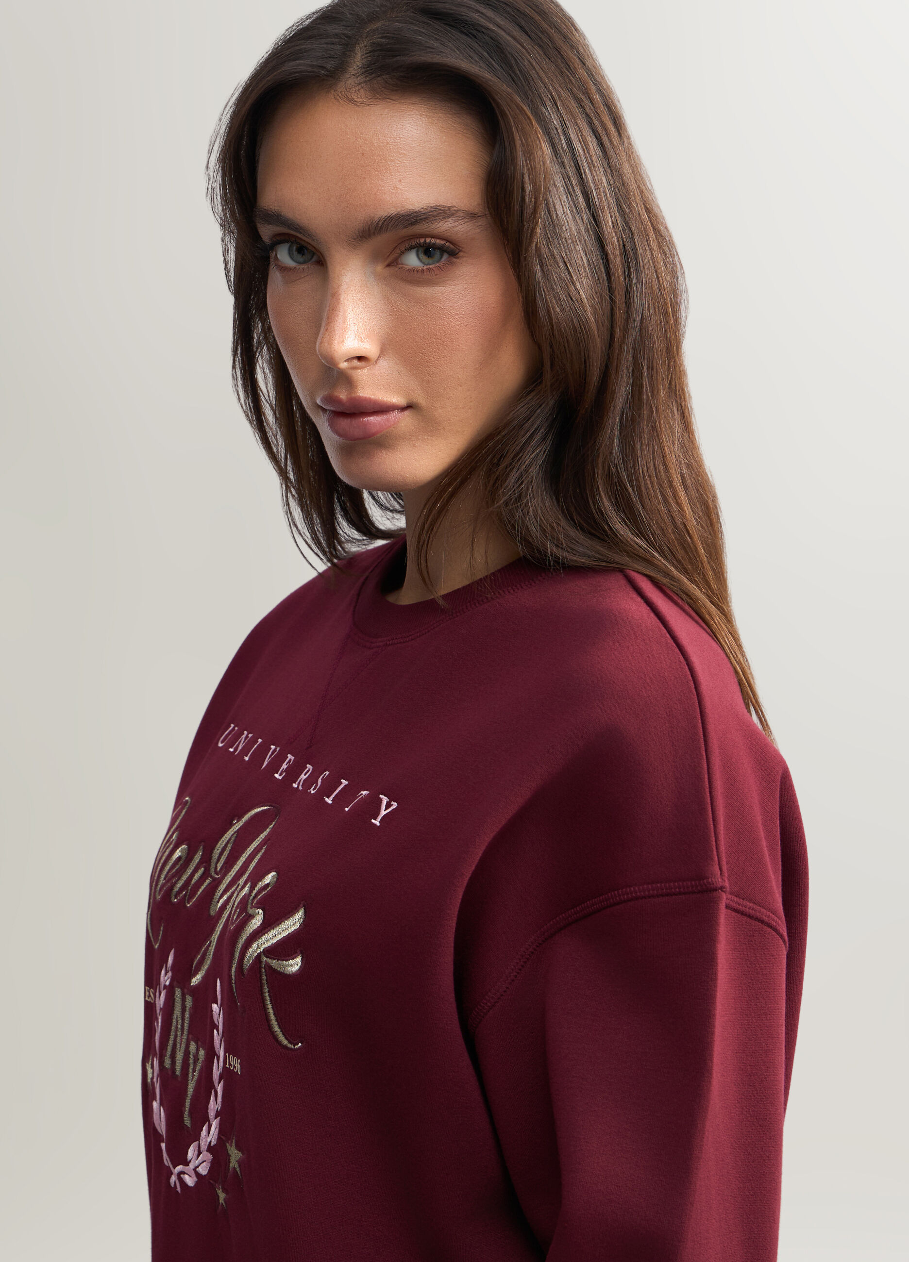 Felpa girocollo misto cotone donna_2