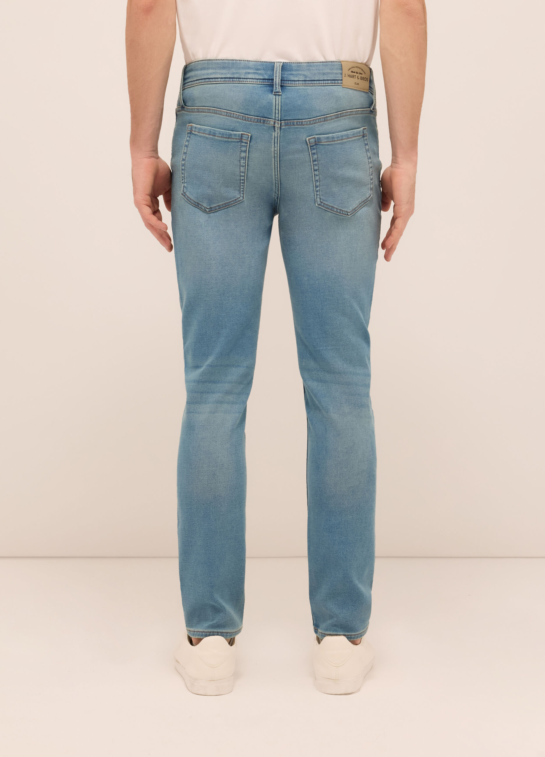 Jeans 5 tasche slim fit in denim di cotone stretch uomo_1
