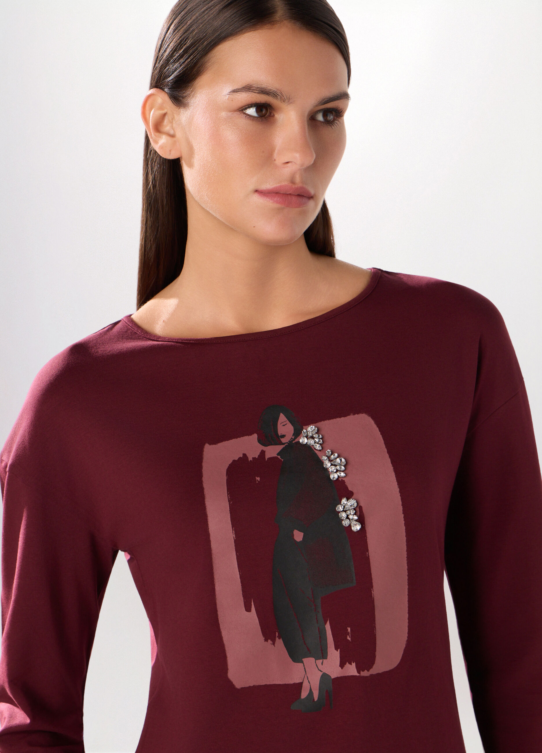 T-shirt in jersey di cotone stretch donna_2