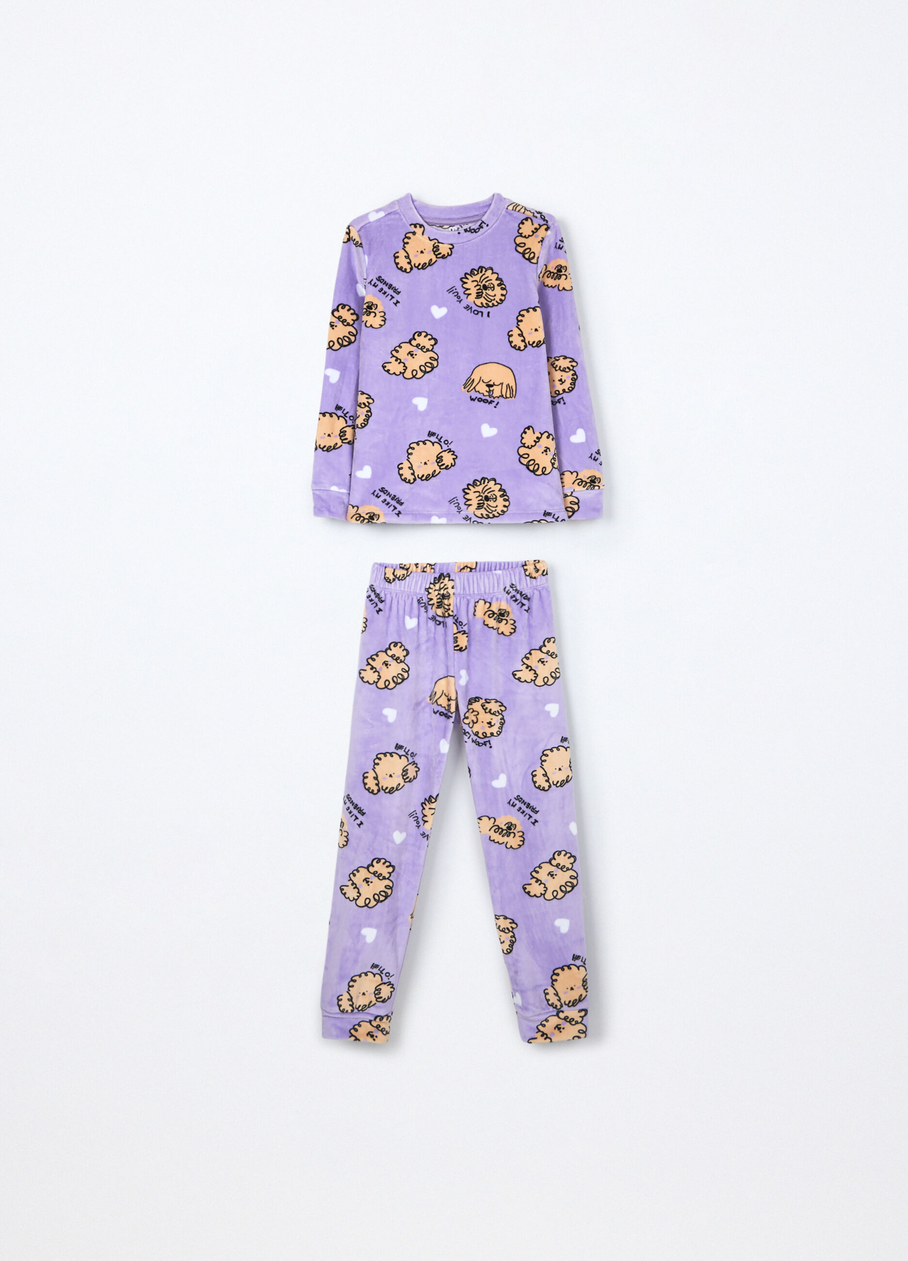 Set pigiama lungo in ciniglia bambina_0