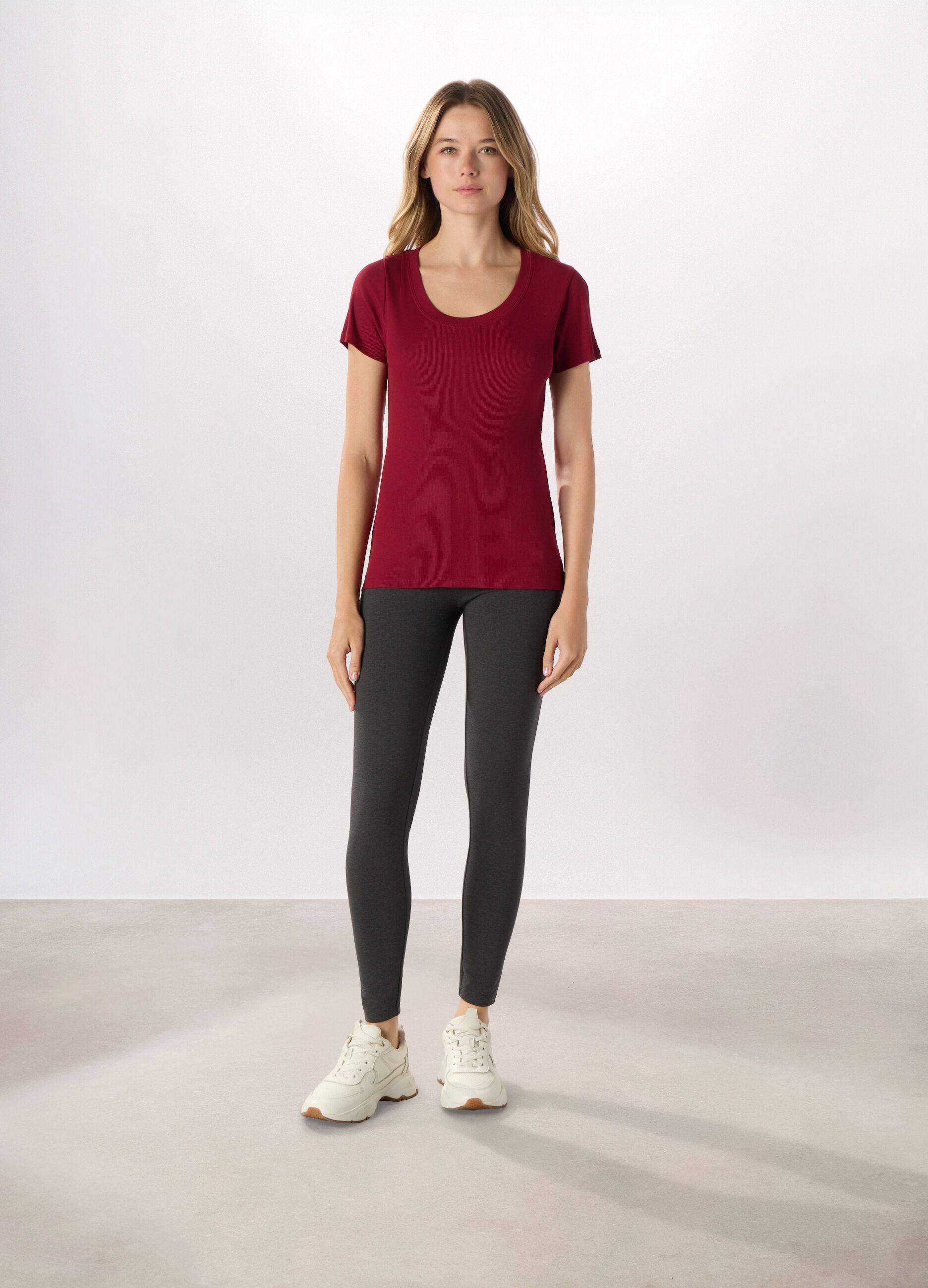 Leggings in jersey di misto cotone stretch donna Holistic fitness_0