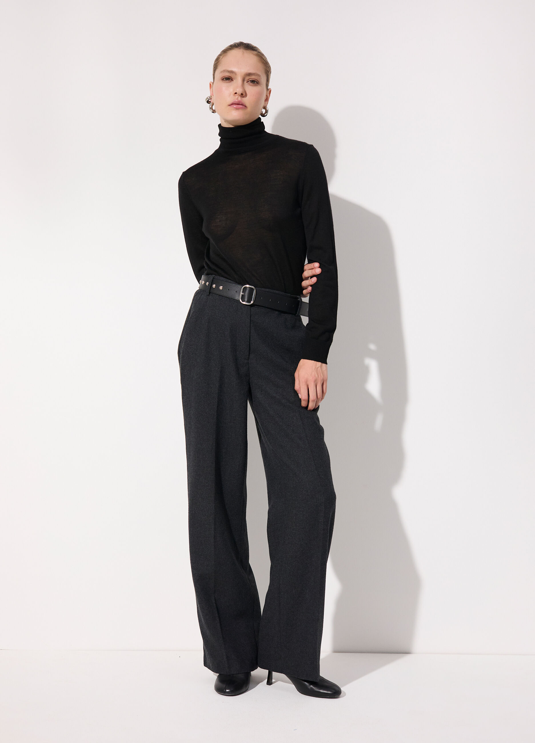 Pantalone dritto in misto lana donna_0