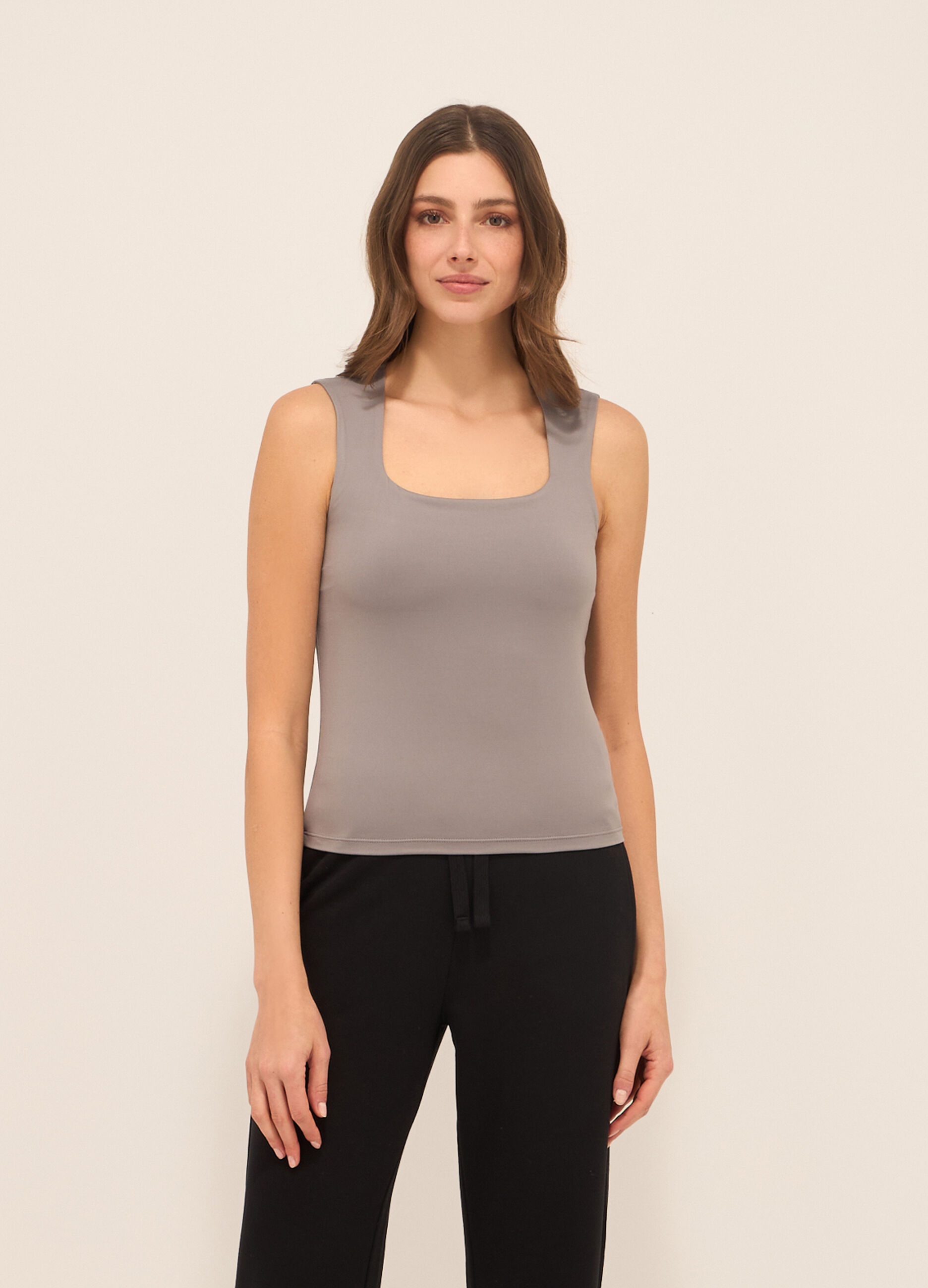 Top in tessuto stretch donna_0