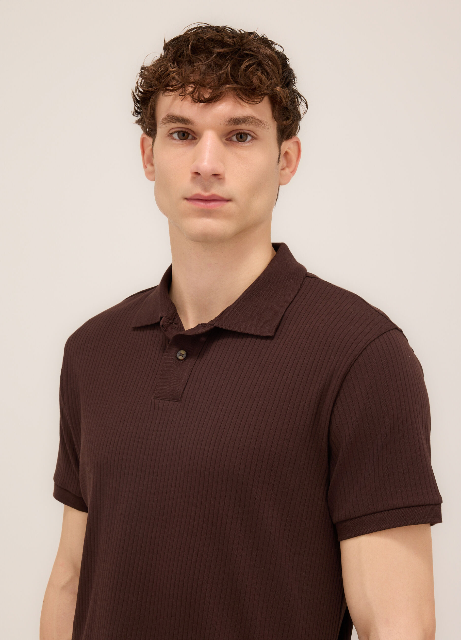 Polo a maniche corte in interlock di cotone stretch uomo_2
