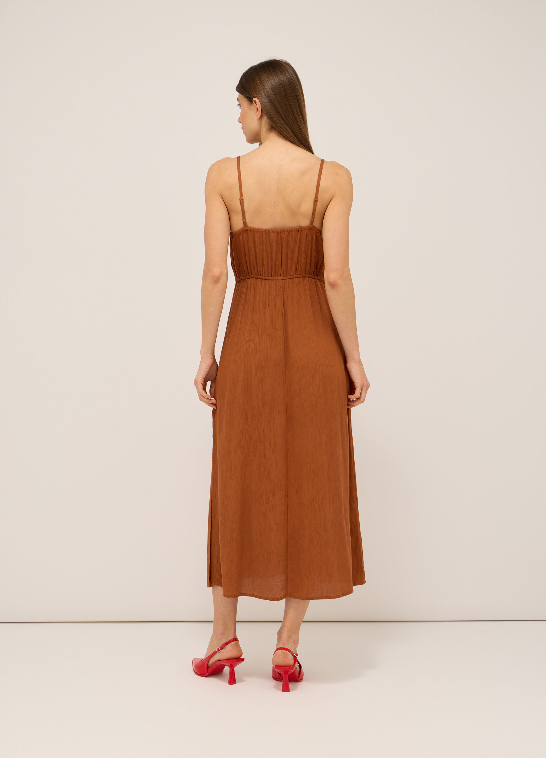 Abito lungo in pura viscosa crepe donna_1