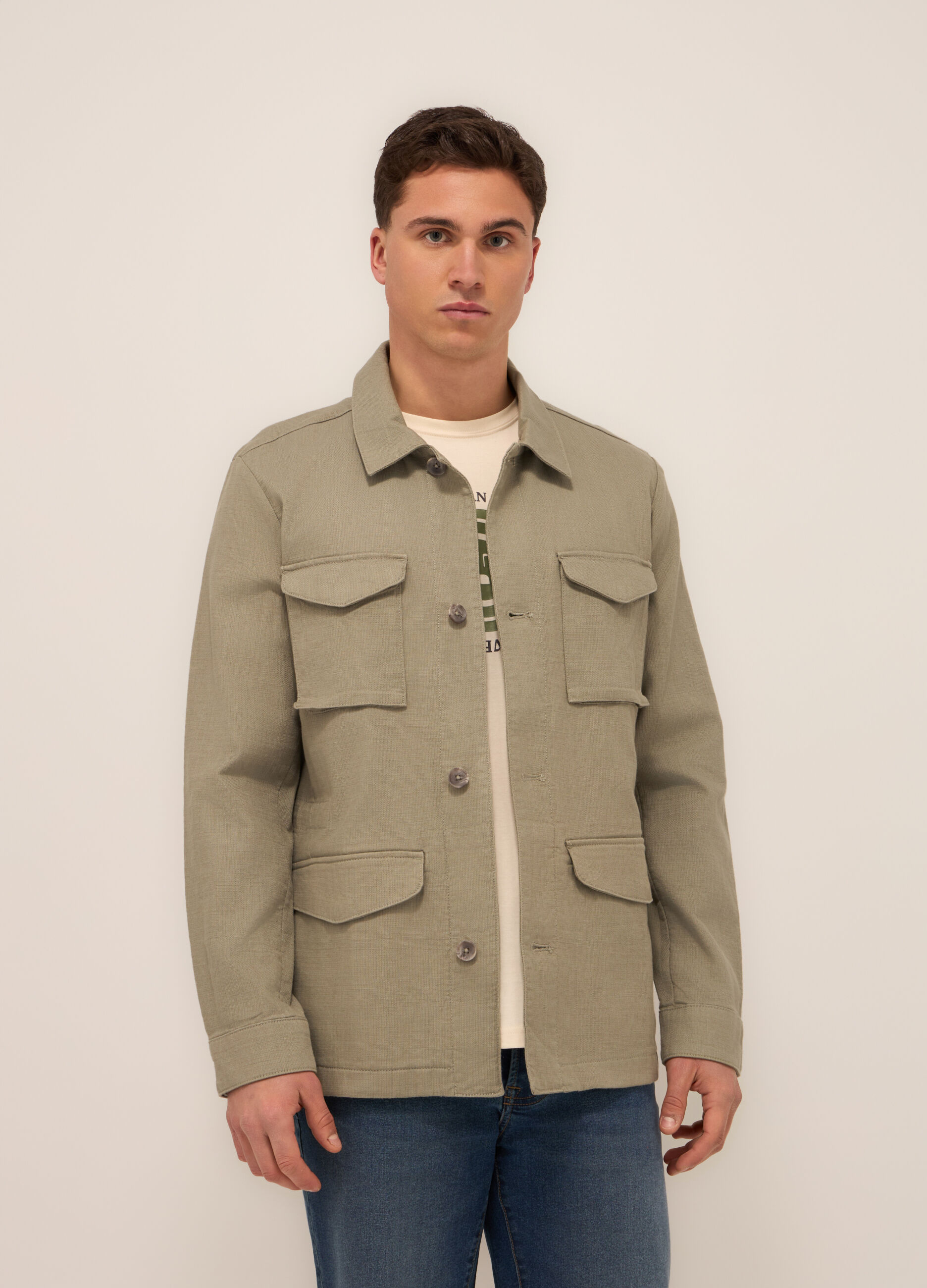 Field jacket in tela di cotone uomo_0