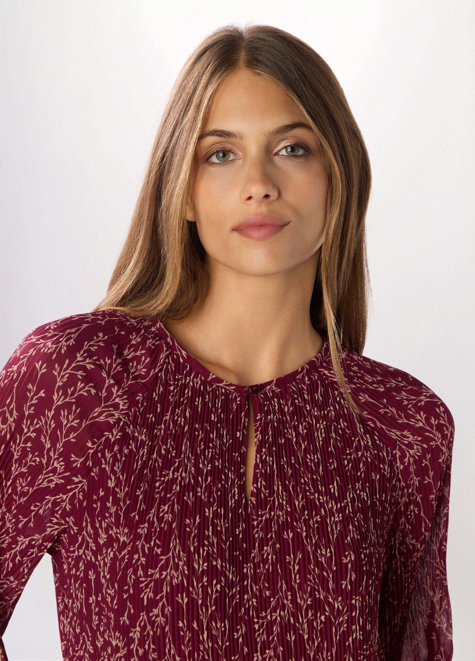 Blusa plissé con stampa donna_2