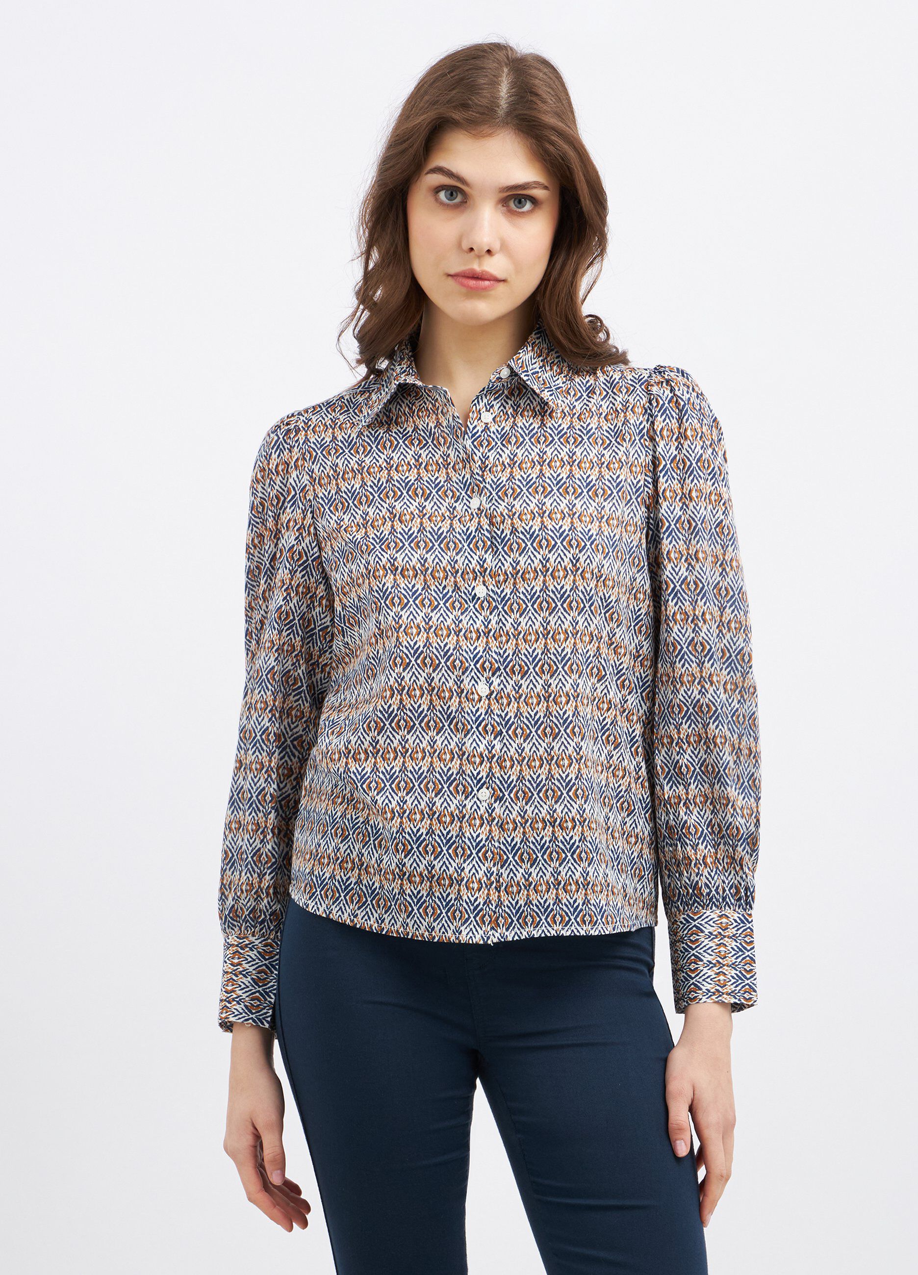 Camicia in puro cotone a maniche lunghe donna
