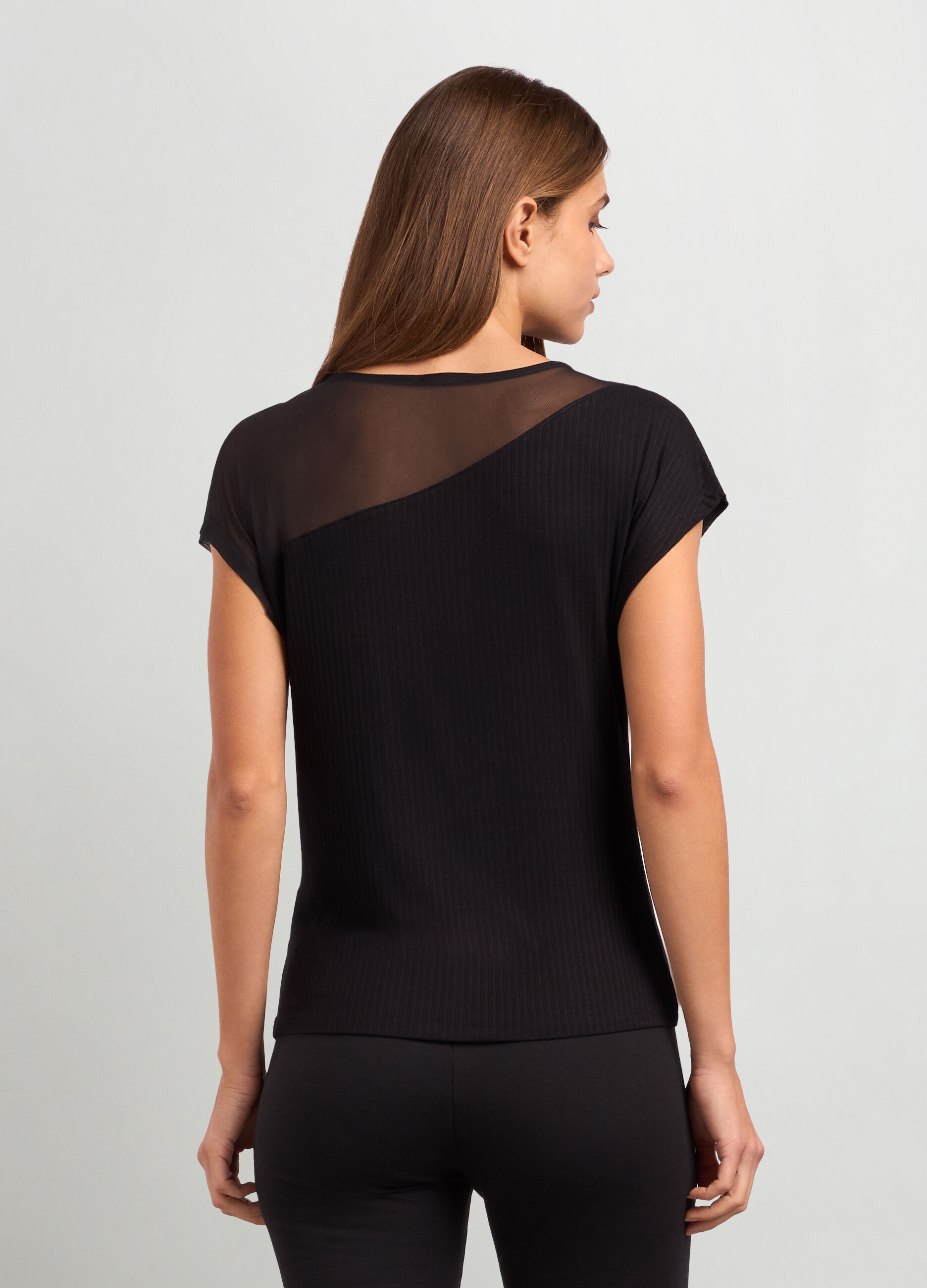 T-shirt in costina di viscosa stretch donna_1