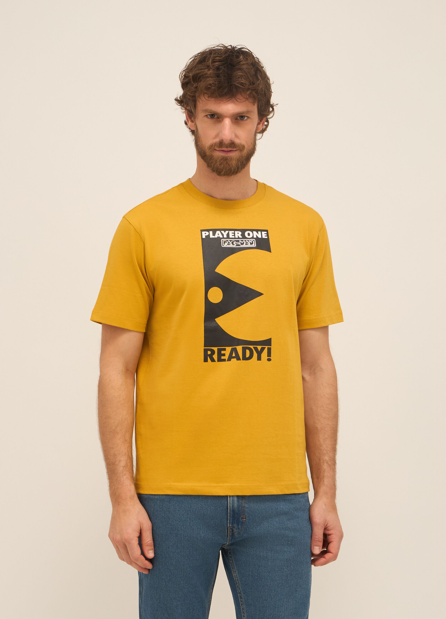 T-shirt girocollo in puro cotone con stampa uomo_0