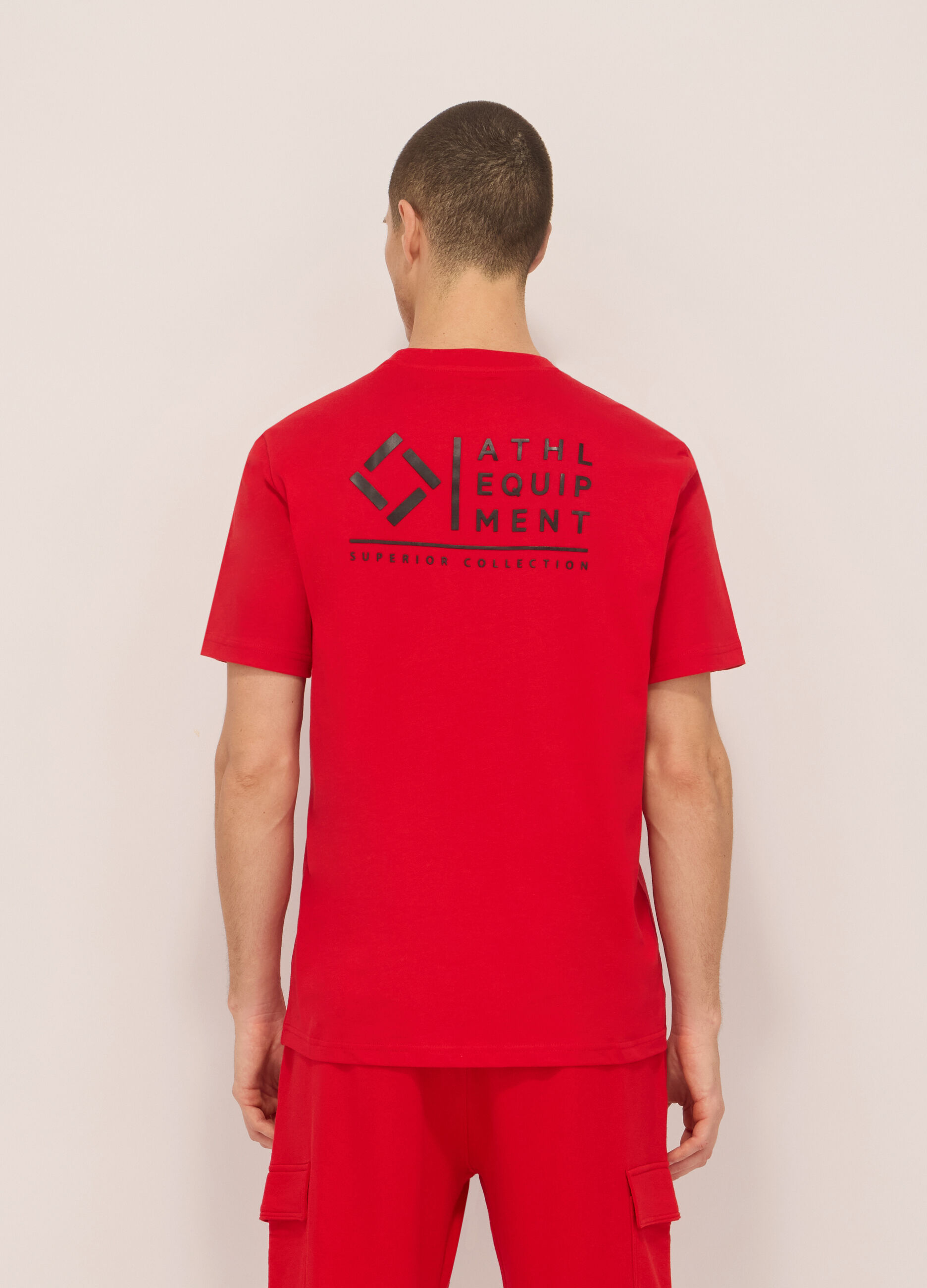 T-shirt sportiva con lettering in cotone uomo_1