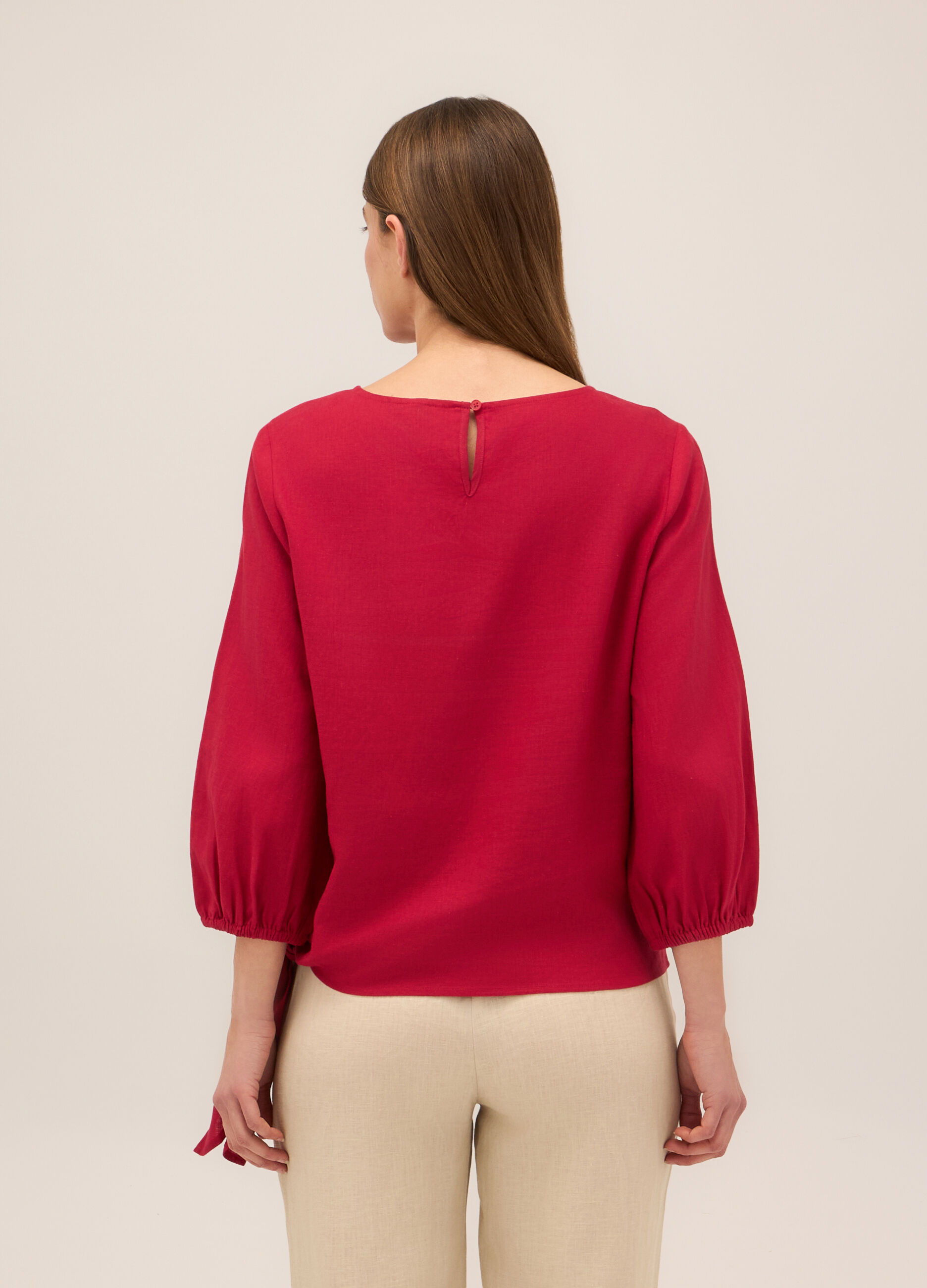 Blusa in misto lino donna_1
