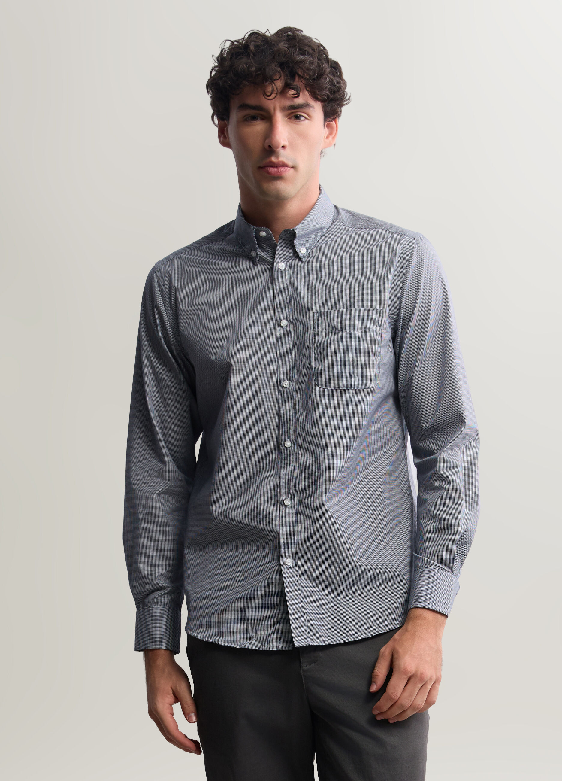 Camicia regular fit in misto cotone uomo_0