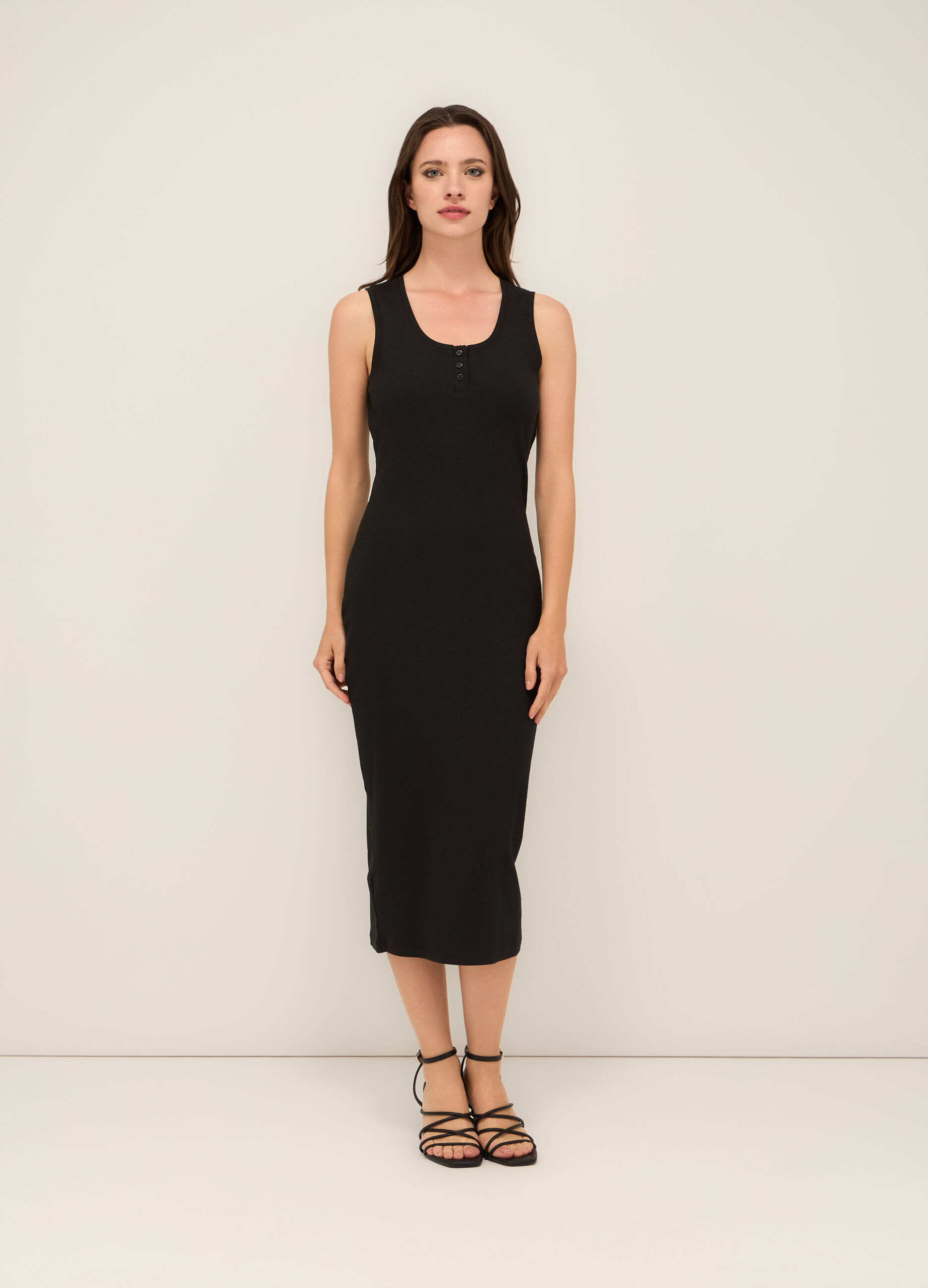 Tubino in costina di cotone stretch donna_0