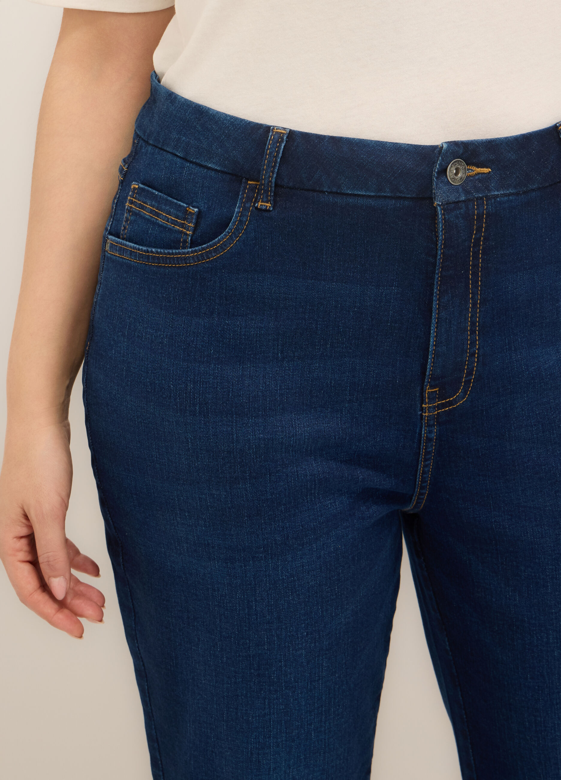 Pantaloni in denim di cotone stretch donna curvy_3