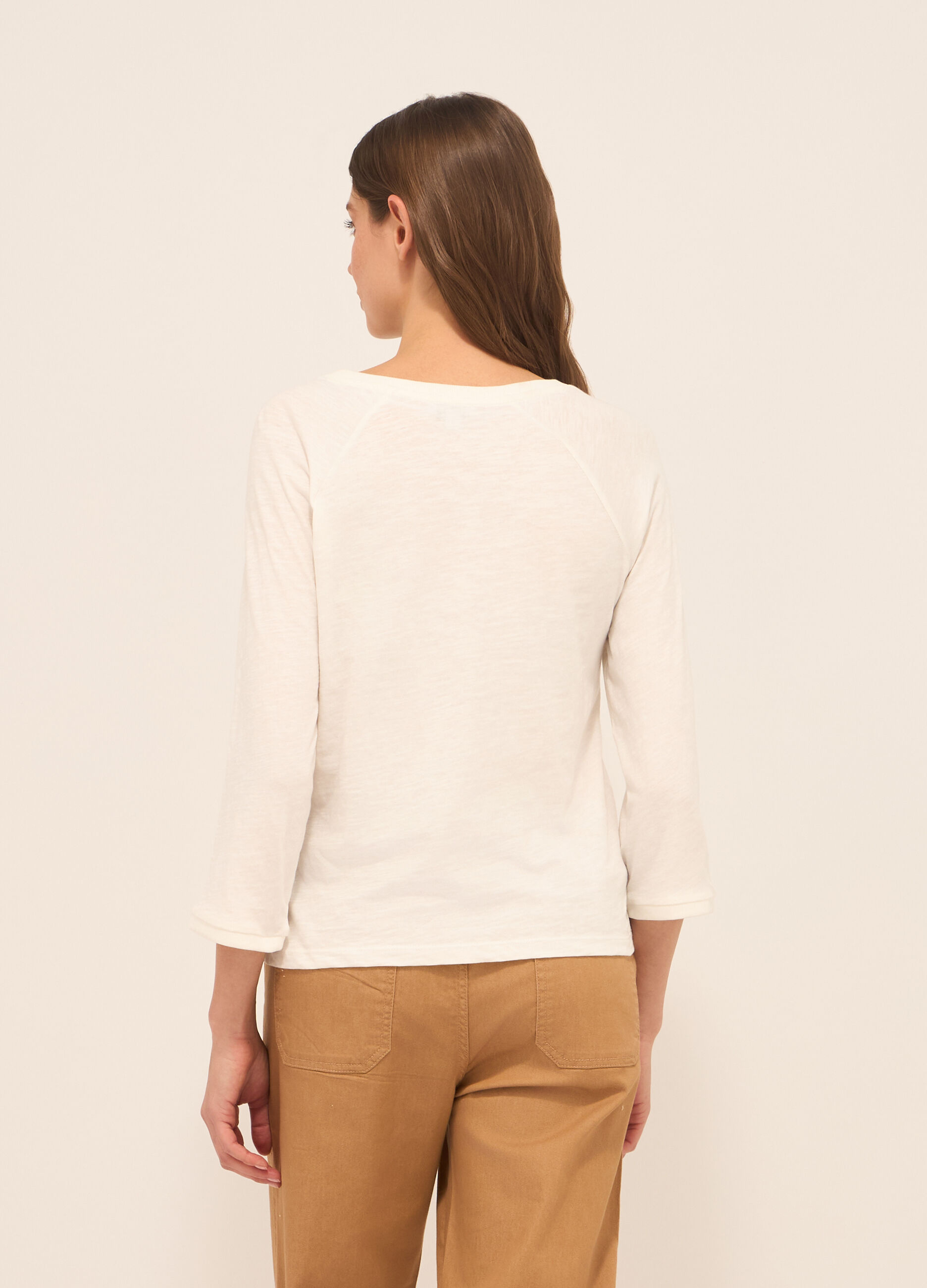 T-shirt in jersey slub di puro cotone donna_1