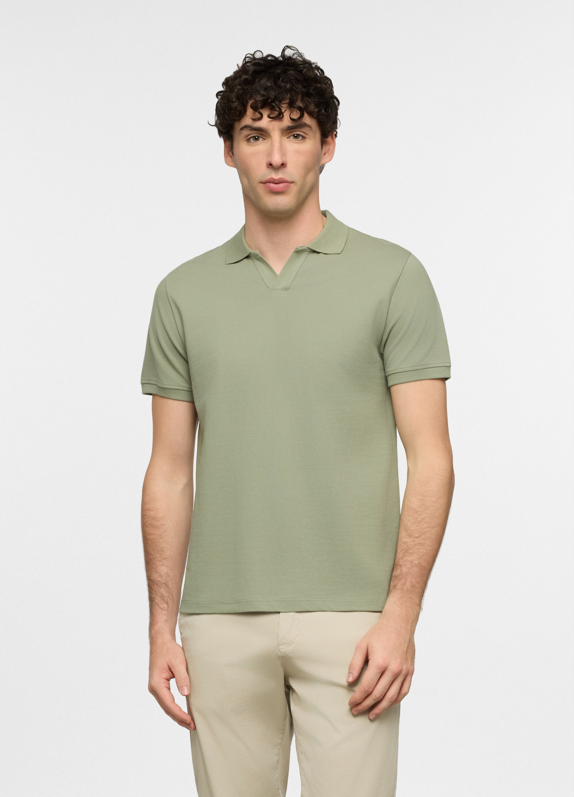 Polo a maniche corte in piquet di cotone uomo_0