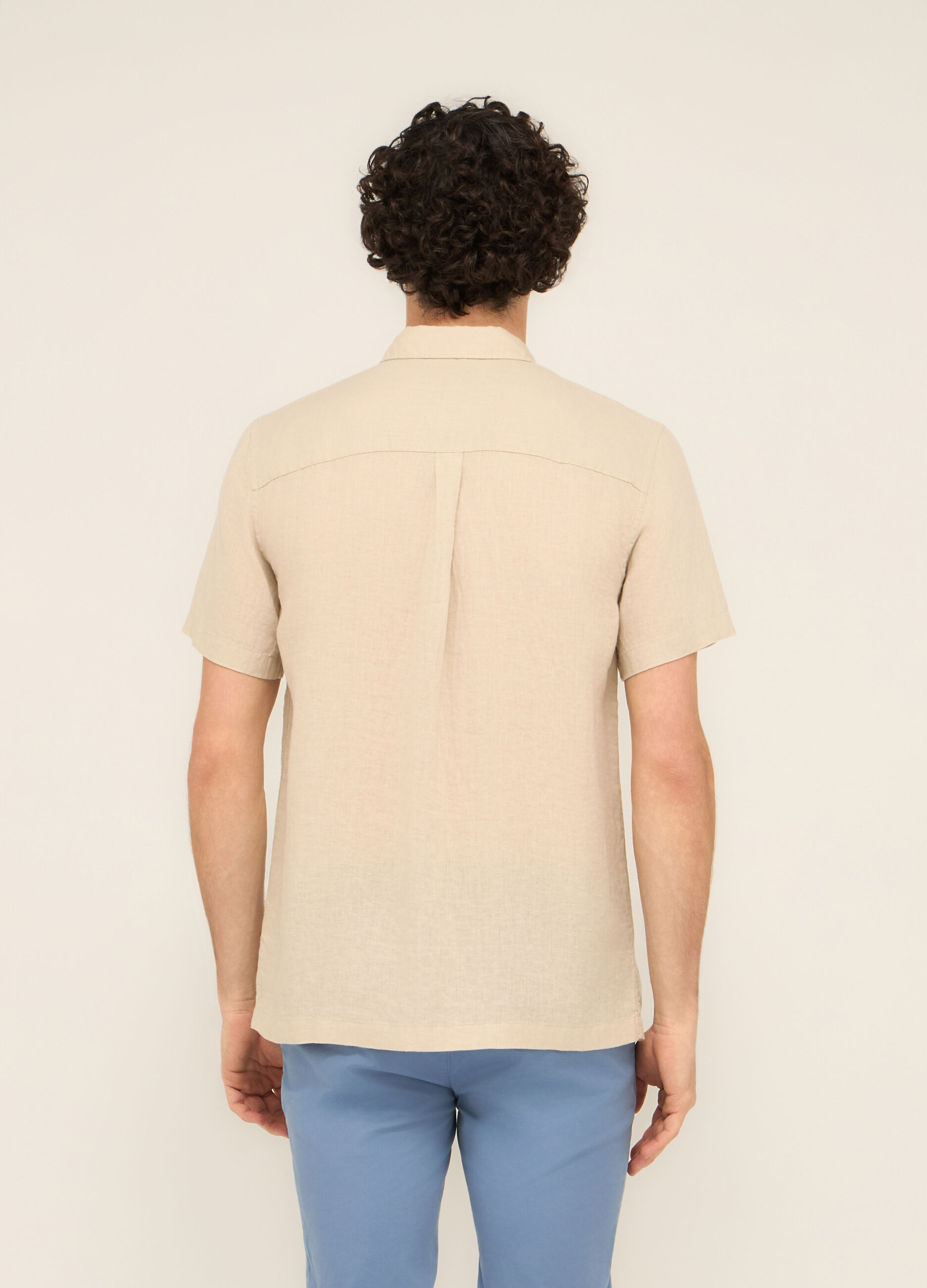 Camicia bowling in puro lino uomo_1