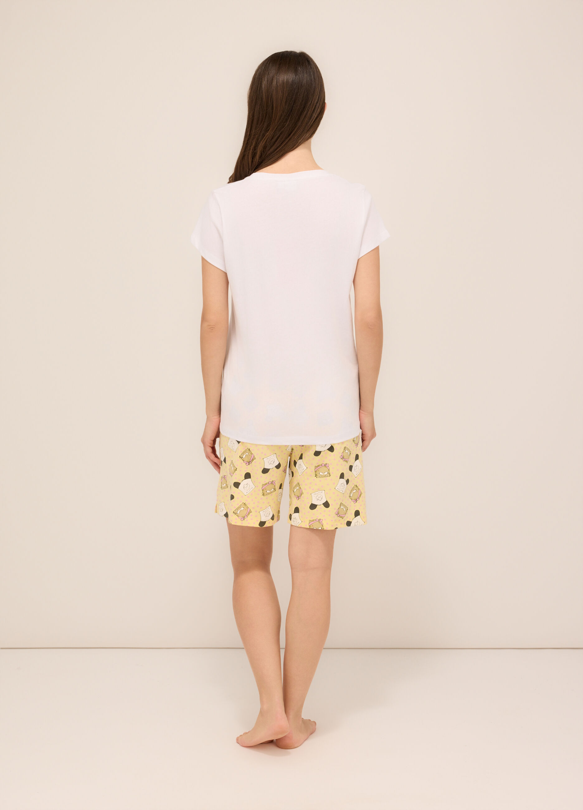 Set pigiama corto in jersey di puro cotone donna_1