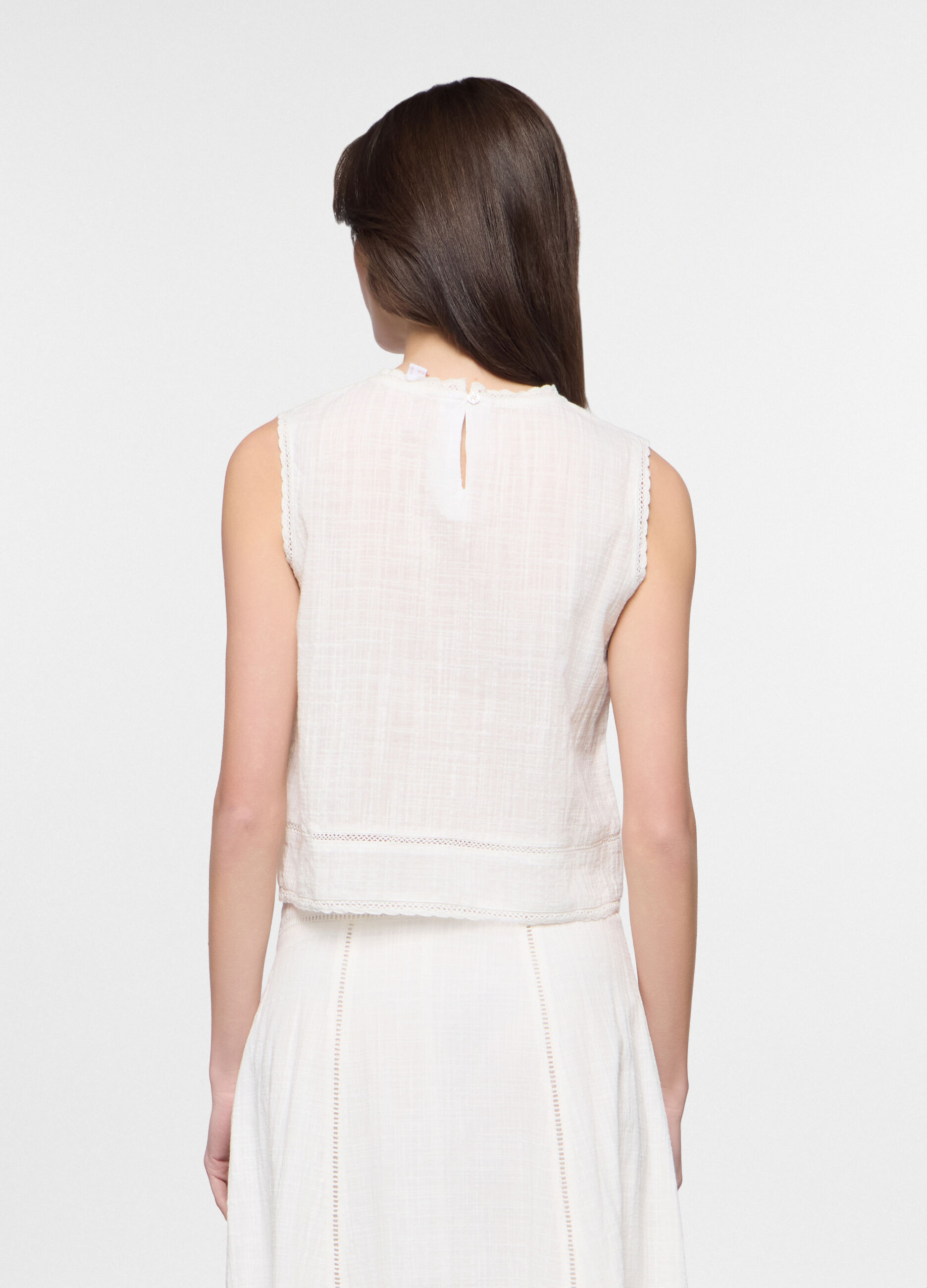 Blusa smanicata in puro cotone donna_1
