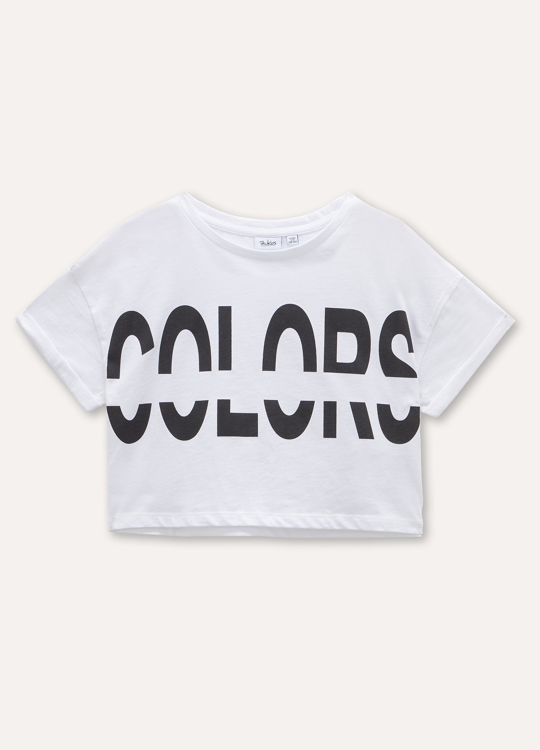 T-shirt cropped in puro cotone ragazza