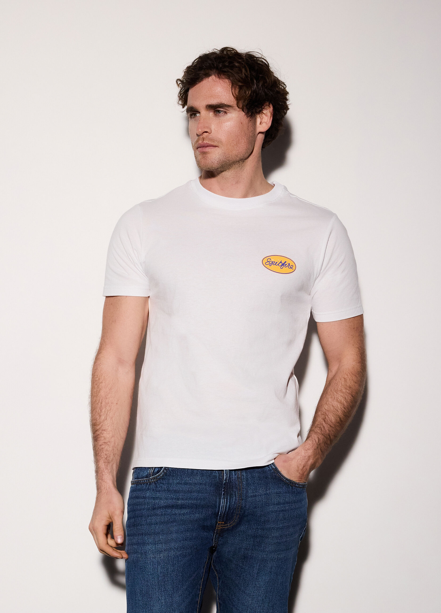 T-shirt in jersey di cotone con logo uomo_0