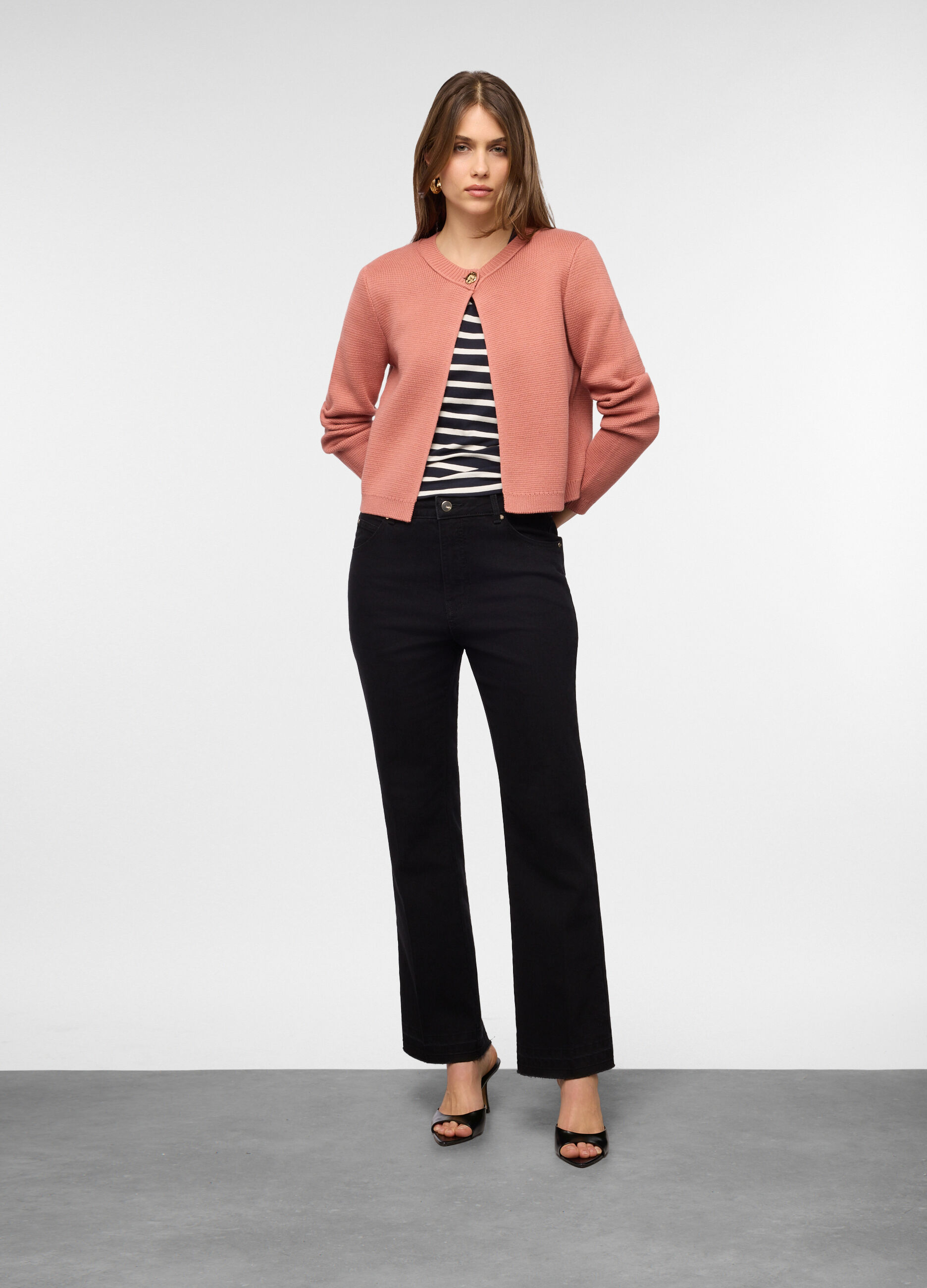 Pantaloni flare fit in denim stretch donna_0