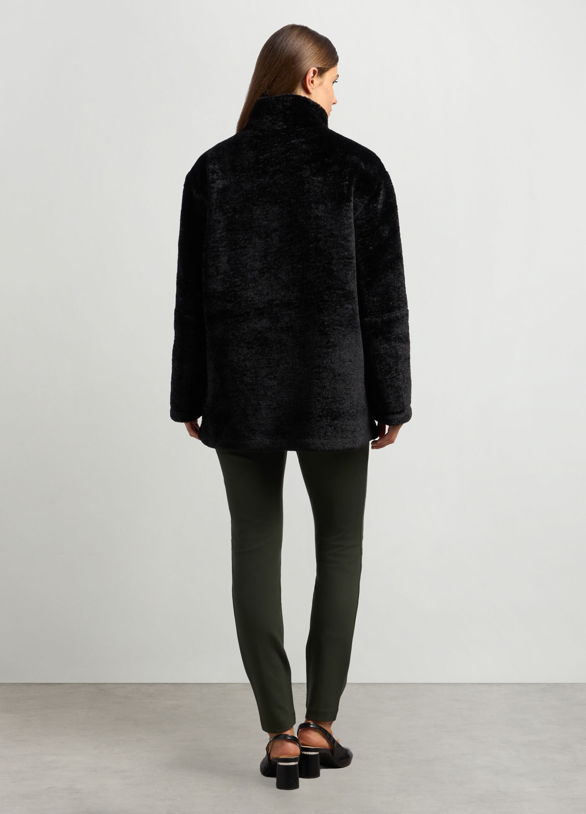 Pelliccia in fake fur a collo alto donna_1