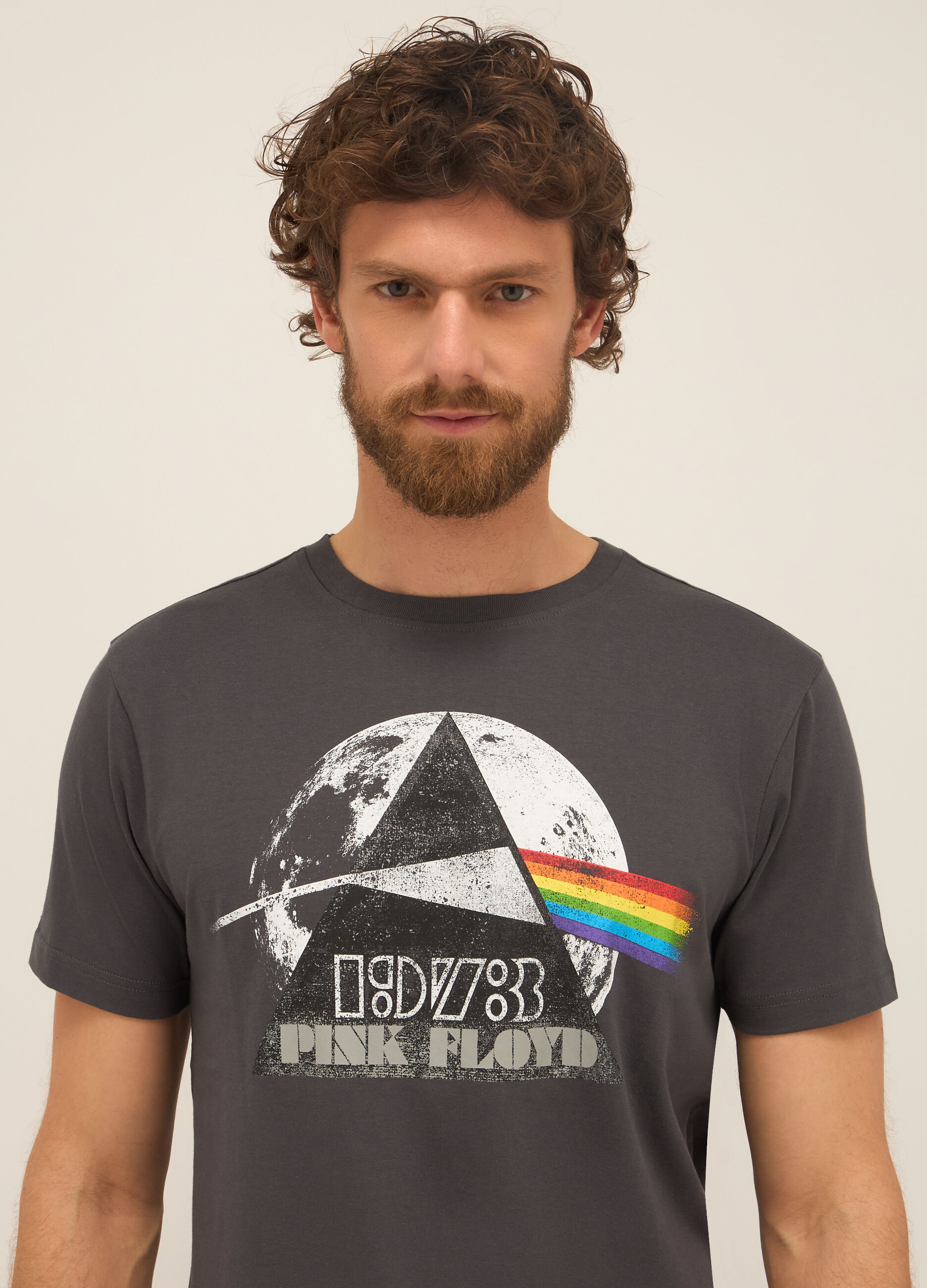 T-shirt girocollo in puro cotone con stampa uomo_2