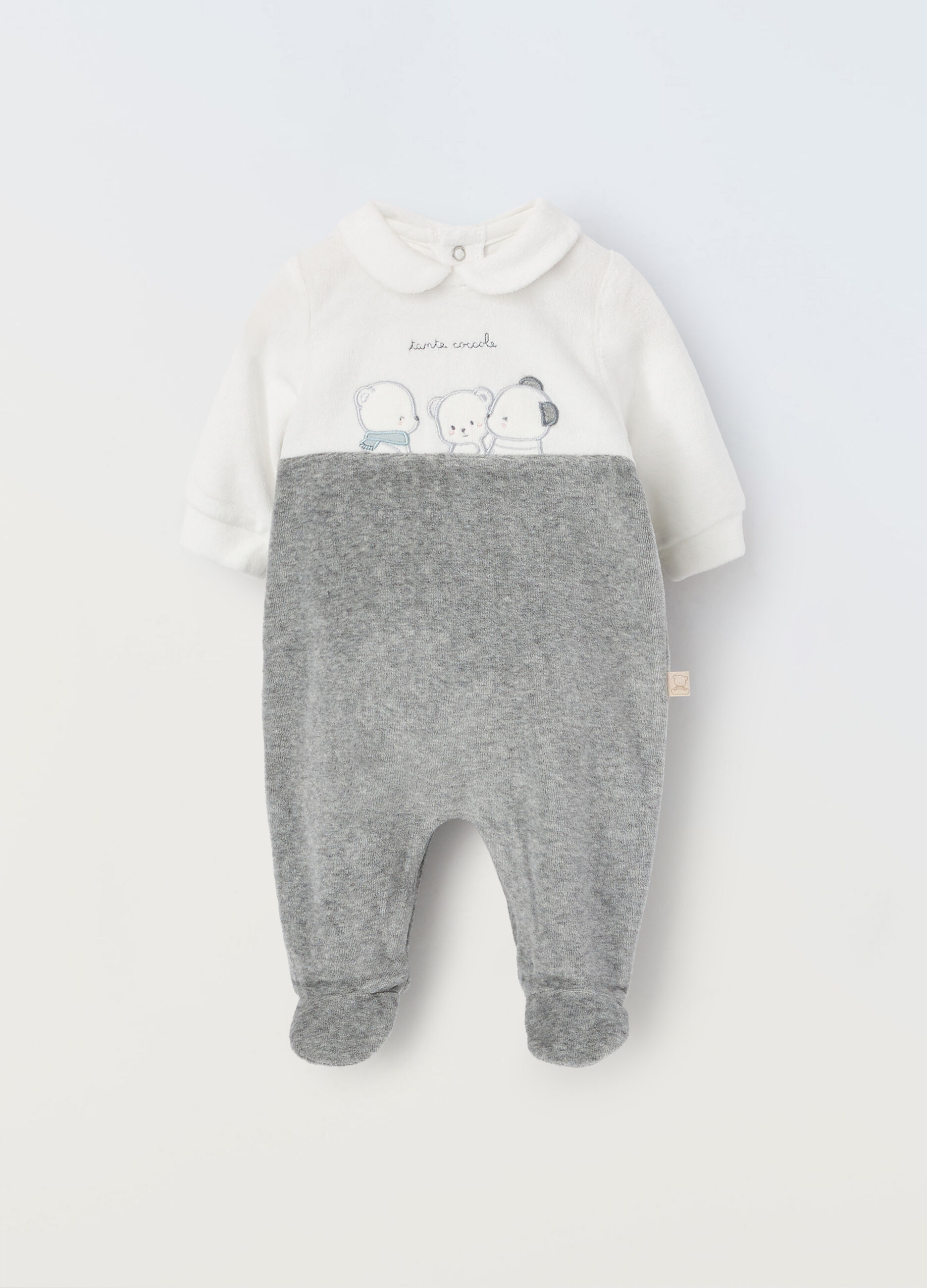 Tutina lunga in velour di misto cotone neonato_0