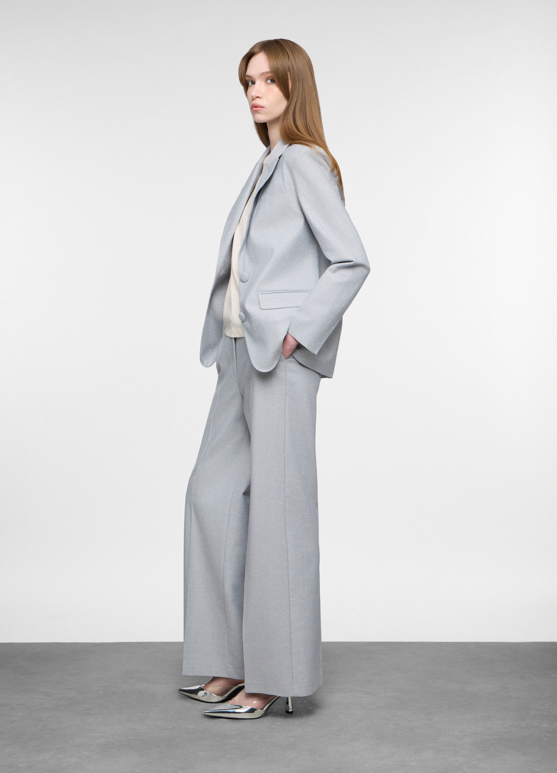 Pantaloni wide leg misto cotone donna_0