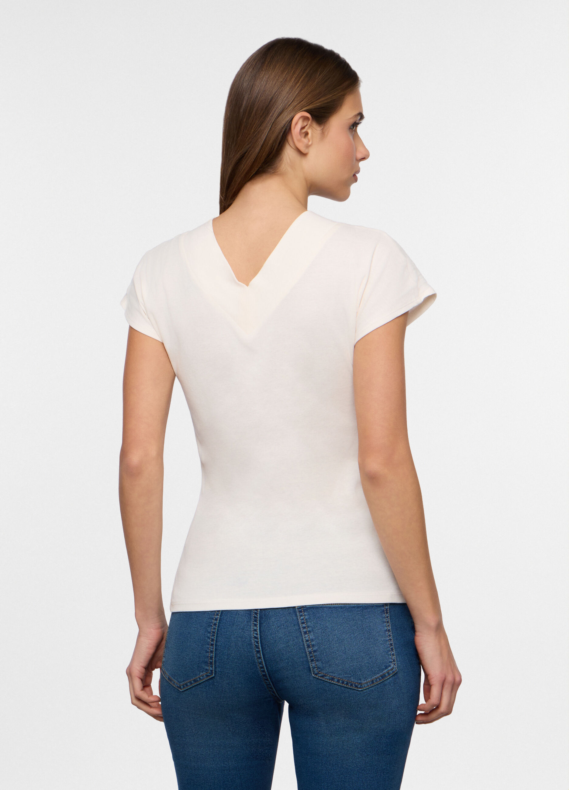 T-shirt con scollo a V donna_1