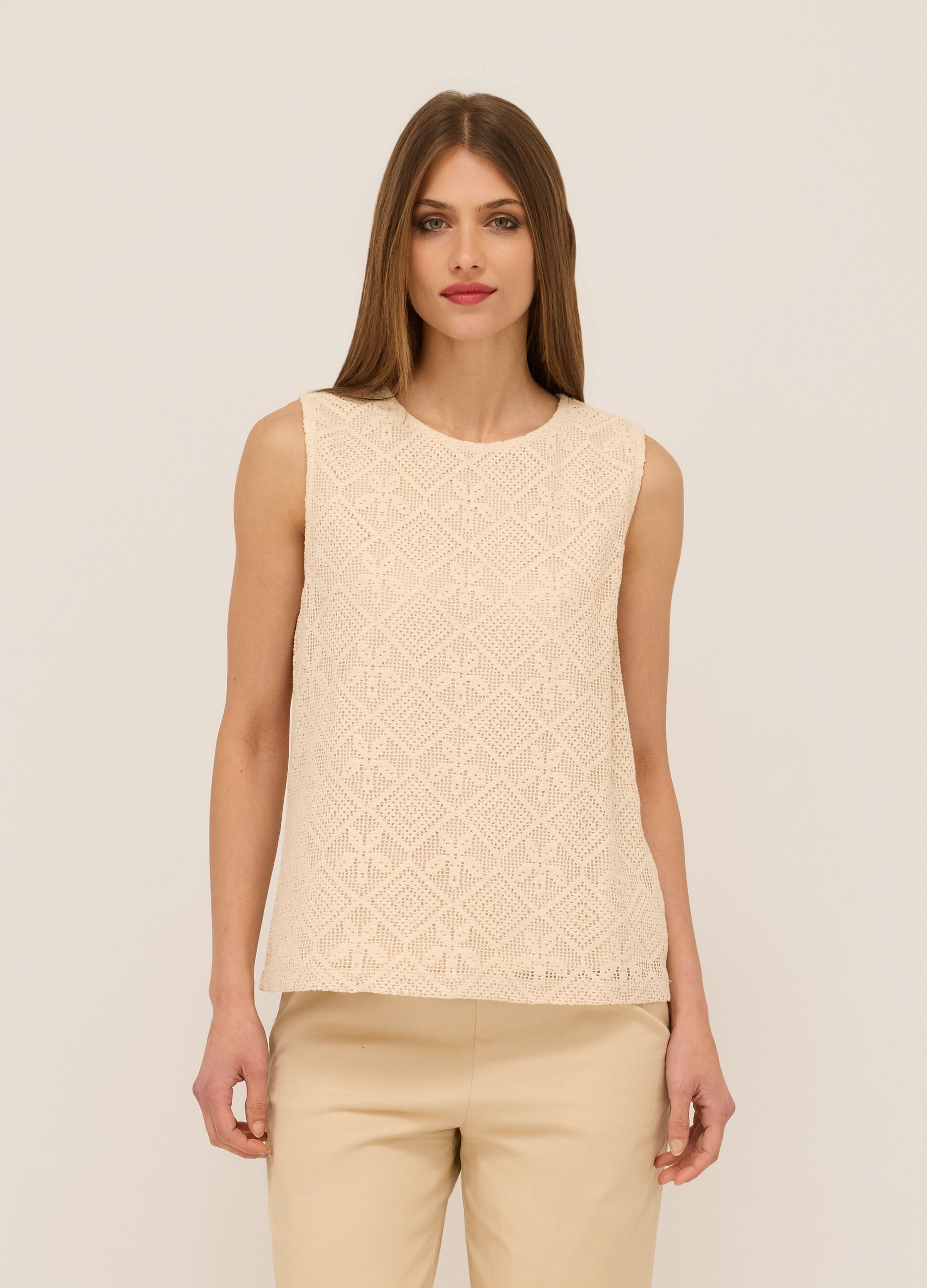 Canotta crochet misto cotone donna_0