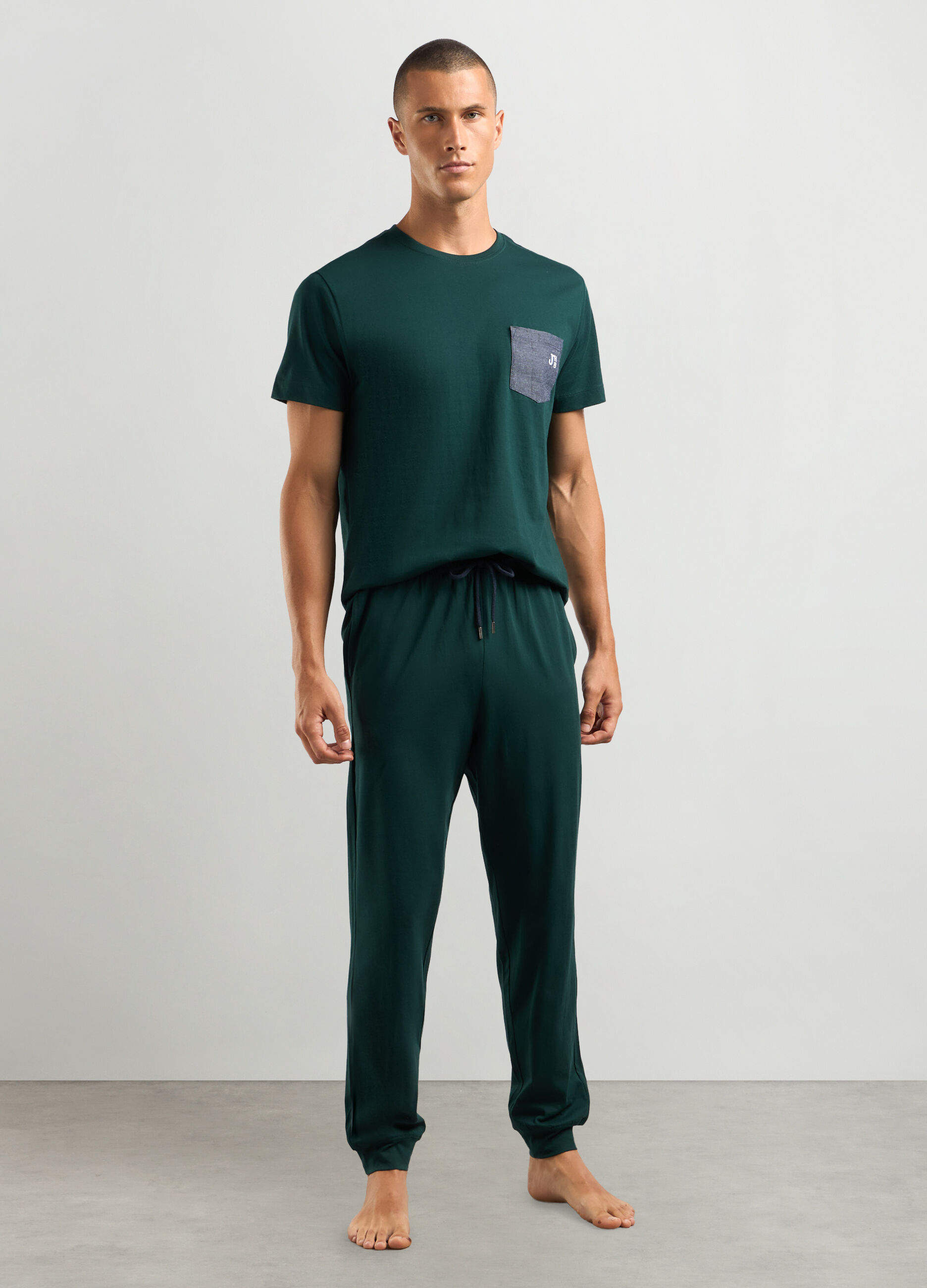 Pantaloni pigiama lunghi in puro cotone uomo_0