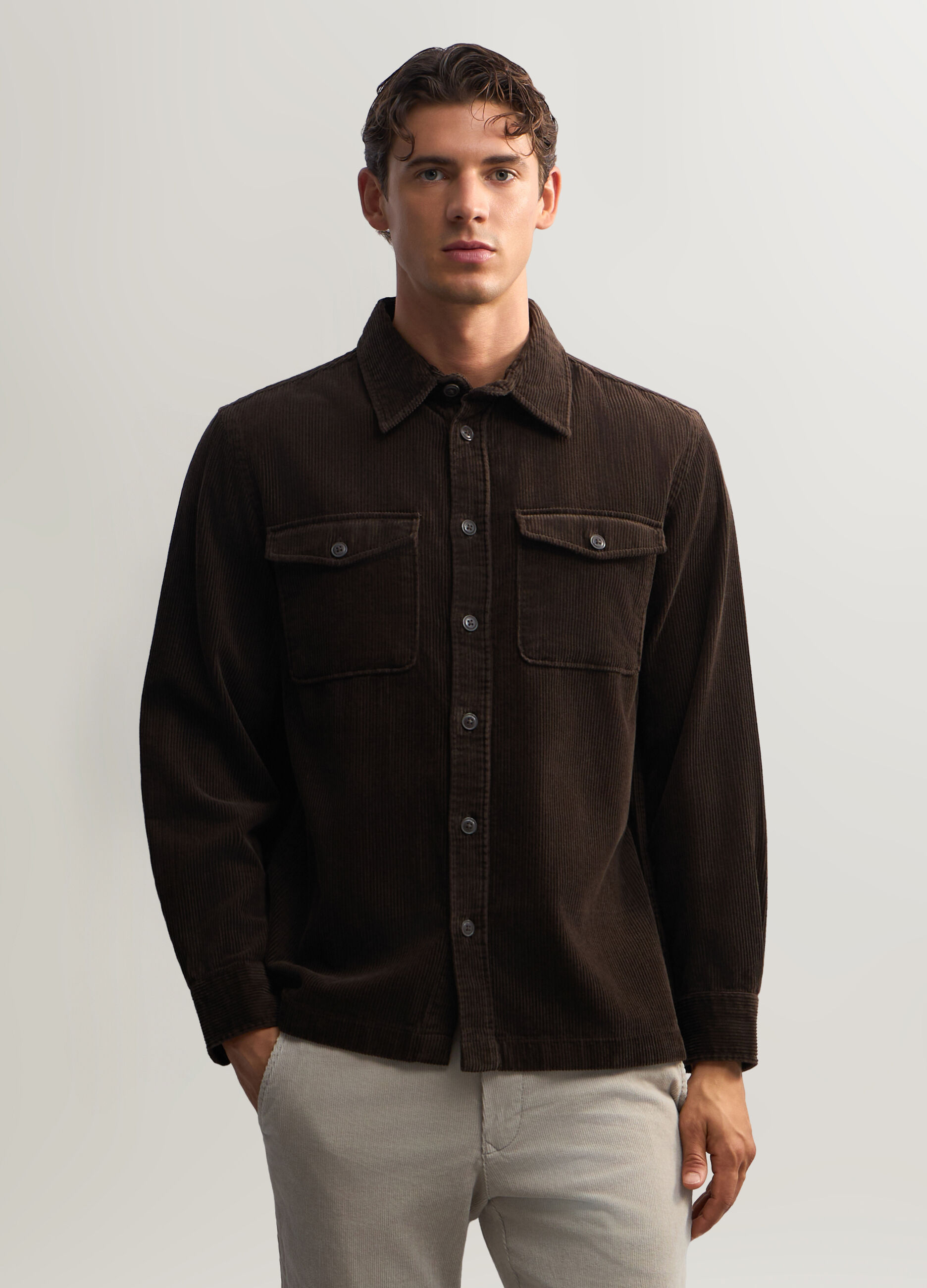 Giacca a camicia in velluto a coste uomo_0